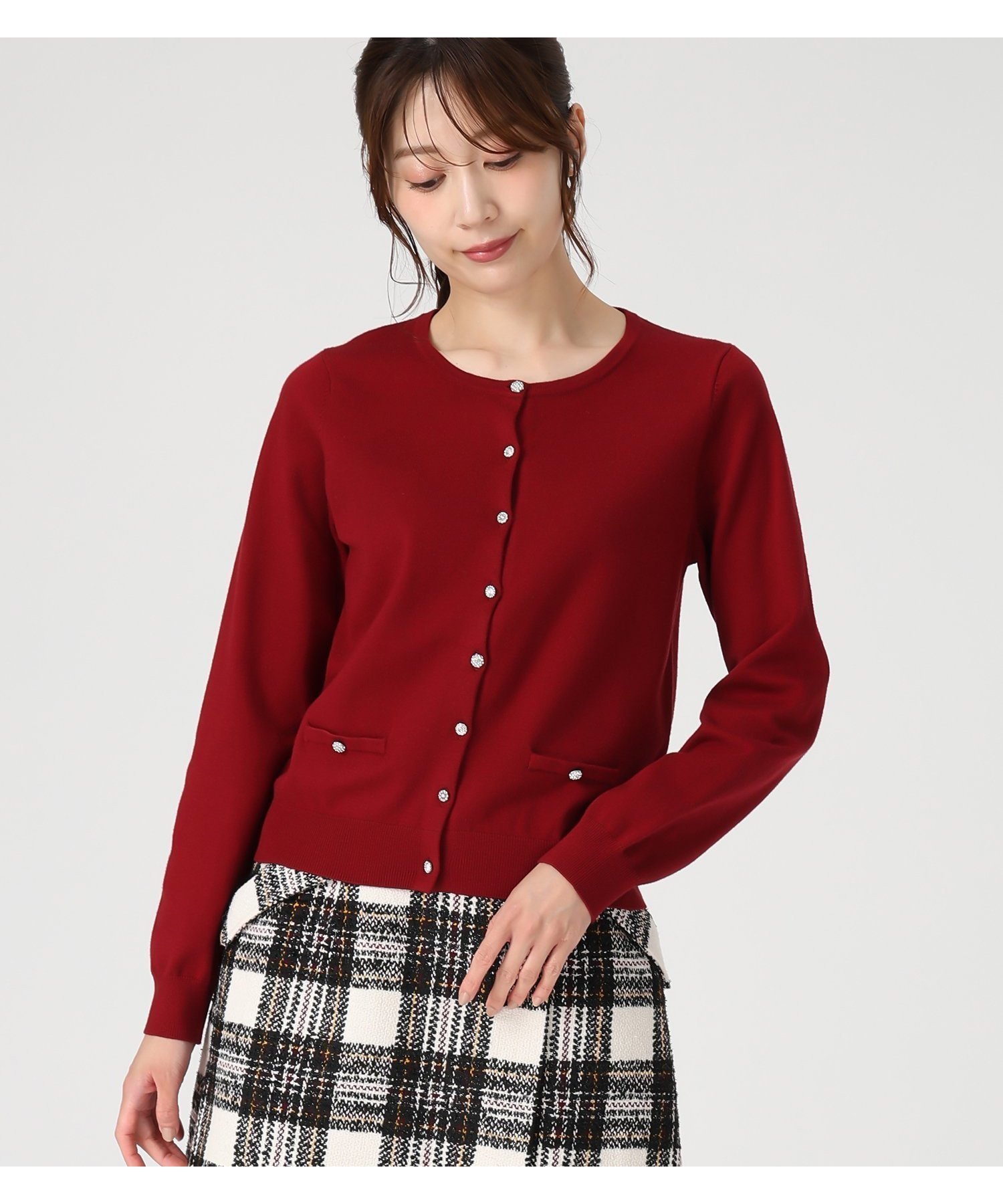 【ミッシュマッシュ/MISCH MASCH】のMM548406 ベーシックビジュー釦ポケットカーディガン 人気、トレンドファッション・服の通販 founy(ファニー) 　ファッション　Fashion　レディースファッション　Fashion for Women　トップス・カットソー　Cut & Sew Tops　カーディガン・羽織り　Layered Style Cardigans　カーディガン　Cardigan, Knitwear　コンパクト　Compact, Small Size　ビジュー　Bijou, Jewel-like Accent　フロント　Front, Front Design　ベーシック　Basic, Essential　ポケット　Pocket, Pocket Detail　ロング　Long, Long-Length　 other-1|ID: prp329100004805706 ipo3291000000034871665