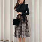 【ミニミニストア/miniministore】のニットワンピースレディース千鳥柄切替秋冬 千鳥格柄|ID: prp329100004805714 ipo3291000000035039651