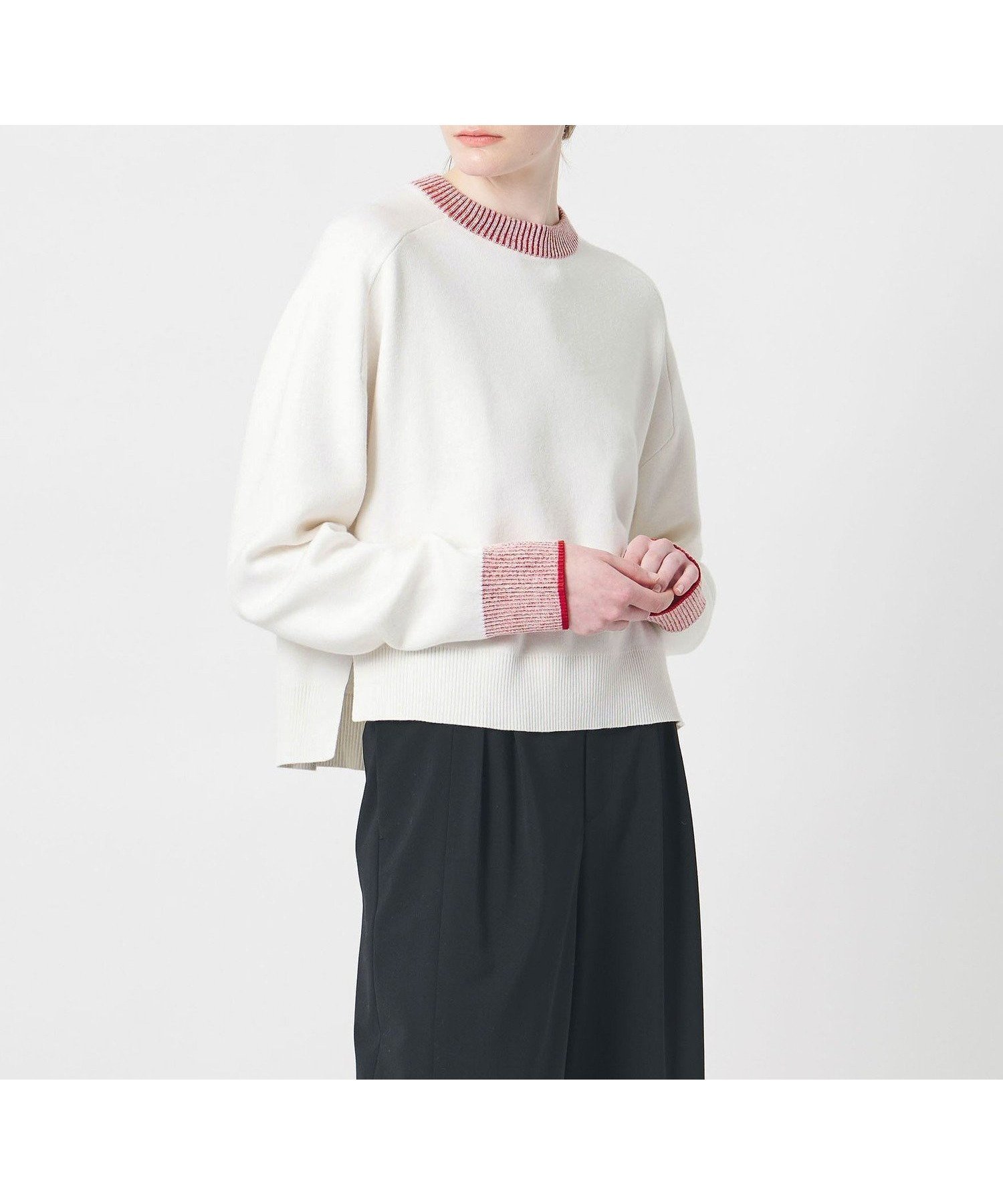 【ユナイテッドアローズ/UNITED ARROWS】のAEWEN MATOPH スムースバイカラーニット インテリア・キッズ・メンズ・レディースファッション・服の通販 founy(ファニー) ファッション Fashion レディースファッション Fashion for Women トップス・カットソー Cut & Sew Tops ニット Knit Tops & Sweaters キュプラ Cupro, Eco Fabric スリット Slit, Slit Detail デニム Denim, Jeans Material ボトム Bottoms, Lower Wear ミックス Mix, Mixed Style リラックス Relax, Relaxed Fit ワイド Wide, Wide Fit OFF WHITE|ID: prp329100004805807 ipo3291000000034872669