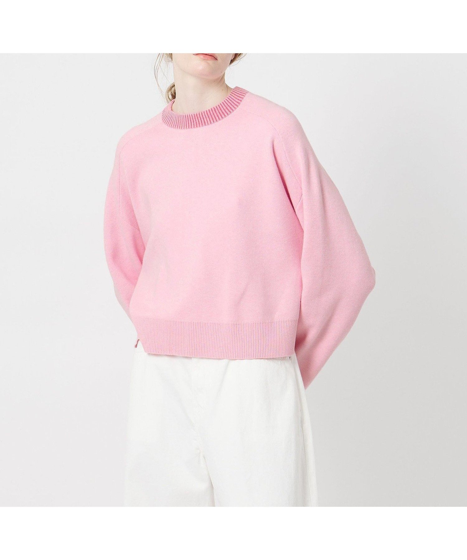 【ユナイテッドアローズ/UNITED ARROWS】のAEWEN MATOPH スムースバイカラーニット インテリア・キッズ・メンズ・レディースファッション・服の通販 founy(ファニー) ファッション Fashion レディースファッション Fashion for Women トップス・カットソー Cut & Sew Tops ニット Knit Tops & Sweaters キュプラ Cupro, Eco Fabric スリット Slit, Slit Detail デニム Denim, Jeans Material ボトム Bottoms, Lower Wear ミックス Mix, Mixed Style リラックス Relax, Relaxed Fit ワイド Wide, Wide Fit PINK|ID: prp329100004805807 ipo3291000000034872673