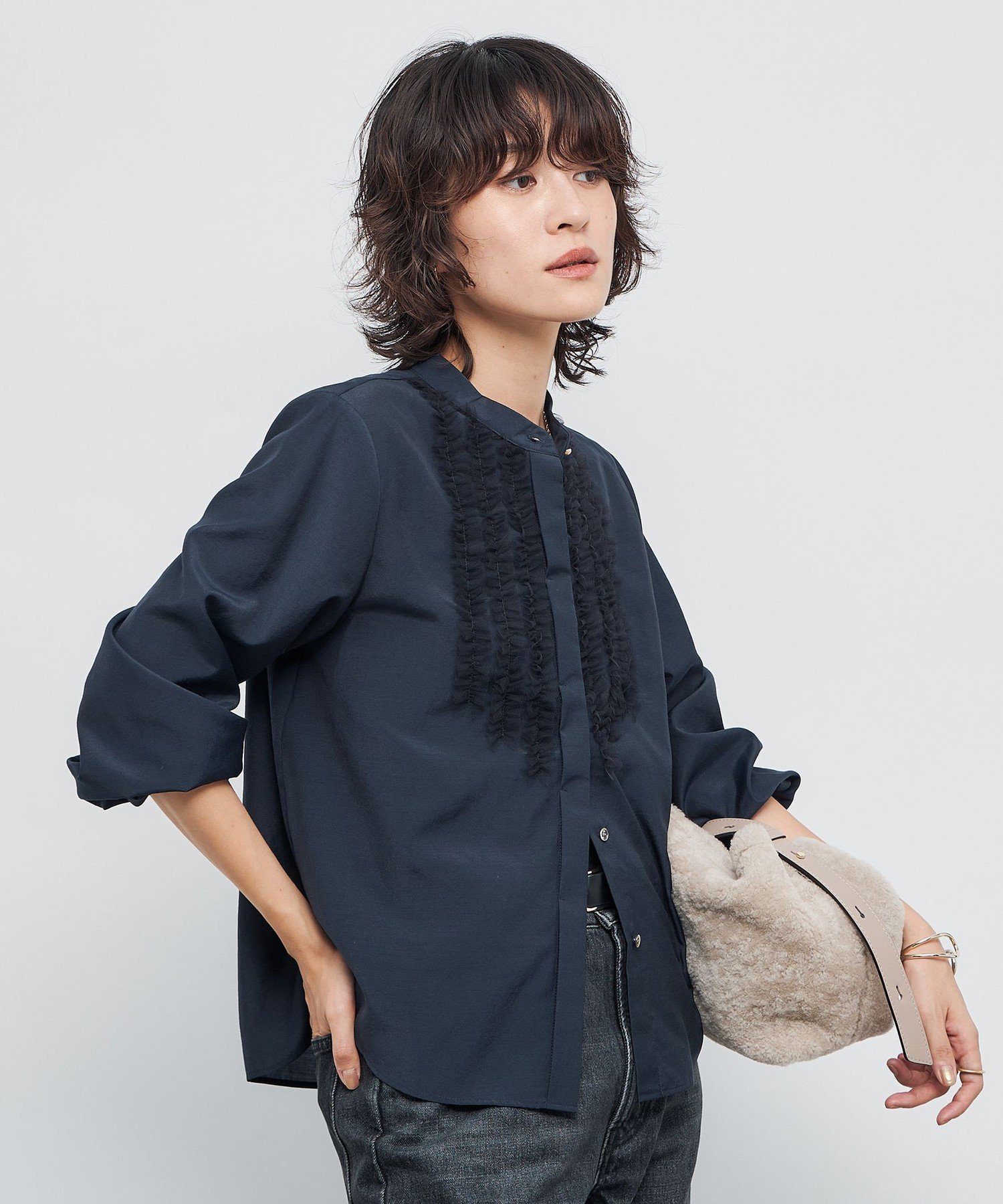 【ノーリーズ/NOLLEY'S】のウォッシャブル前チュールフリルブラウス インテリア・キッズ・メンズ・レディースファッション・服の通販 founy(ファニー) ファッション Fashion レディースファッション Fashion for Women トップス・カットソー Cut & Sew Tops シャツ・ブラウス・オフィスカジュアル Elegant Blouses & Button-Ups ウォッシャブル Machine Washable ジャケット Jacket, Outerwear ジョーゼット Georgette, Semi-Sheer Fabric フリル Frill, Ruffle フロント Front, Front Design ラベンダー Lavender おすすめ Recommended / Our Picks 2025年 2025 2025-2026秋冬・A/W Autumn/Winter 2025–26 AW25–26 ネイビー|ID: prp329100004805810 ipo3291000000034872705