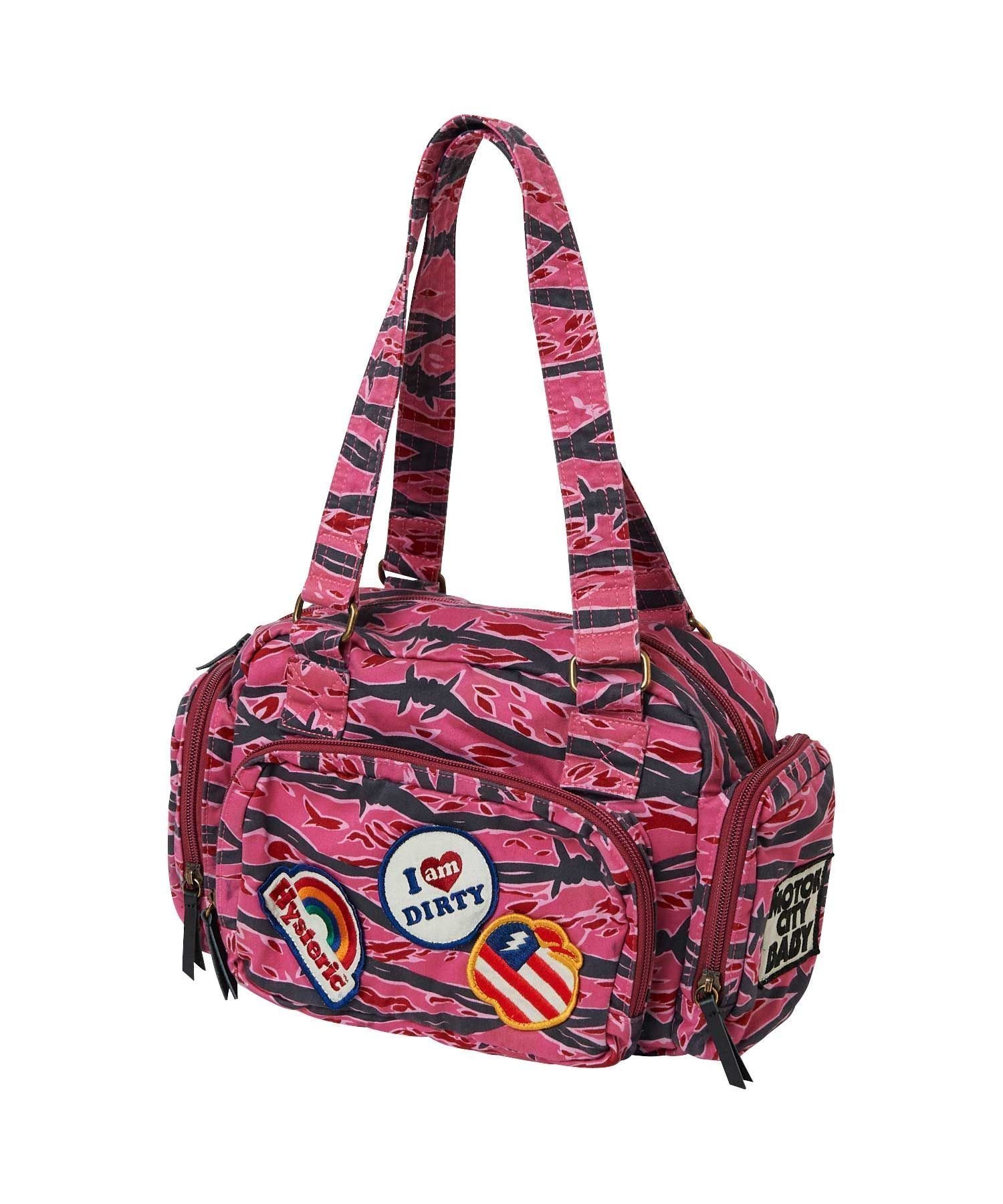 【ヒステリックグラマー/HYSTERIC GLAMOUR】のPATCH SCRATCH ミニボストンバッグ インテリア・キッズ・メンズ・レディースファッション・服の通販 founy(ファニー) 　ファッション　Fashion　レディースファッション　Fashion for Women　バッグ　Bags　キーホルダー　Keychain, Key Holder　コンパクト　Compact, Small Size　サテン　Satin, Glossy Fabric　フロント　Front, Front Design　ボストンバッグ　Boston Bag, Retro Bag　ポケット　Pocket, Pocket Detail　リボン　Ribbon, Bow　傘　Umbrella, Parasol　定番　Standard, Basic Item　ピンク系柄|ID: prp329100004805862 ipo3291000000034873203