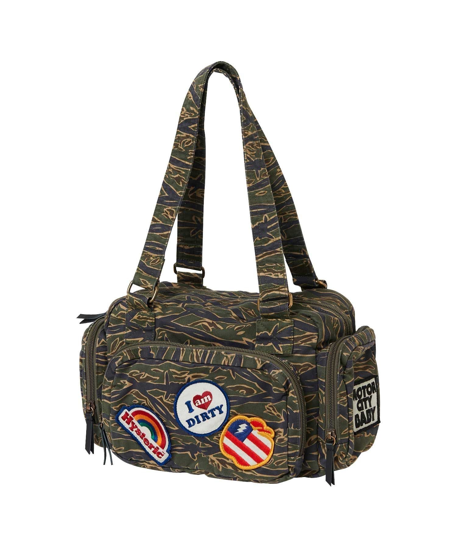 【ヒステリックグラマー/HYSTERIC GLAMOUR】のPATCH SCRATCH ミニボストンバッグ インテリア・キッズ・メンズ・レディースファッション・服の通販 founy(ファニー) 　ファッション　Fashion　レディースファッション　Fashion for Women　バッグ　Bags　キーホルダー　Keychain, Key Holder　コンパクト　Compact, Small Size　サテン　Satin, Glossy Fabric　フロント　Front, Front Design　ボストンバッグ　Boston Bag, Retro Bag　ポケット　Pocket, Pocket Detail　リボン　Ribbon, Bow　傘　Umbrella, Parasol　定番　Standard, Basic Item　カーキ系柄|ID: prp329100004805862 ipo3291000000034873204