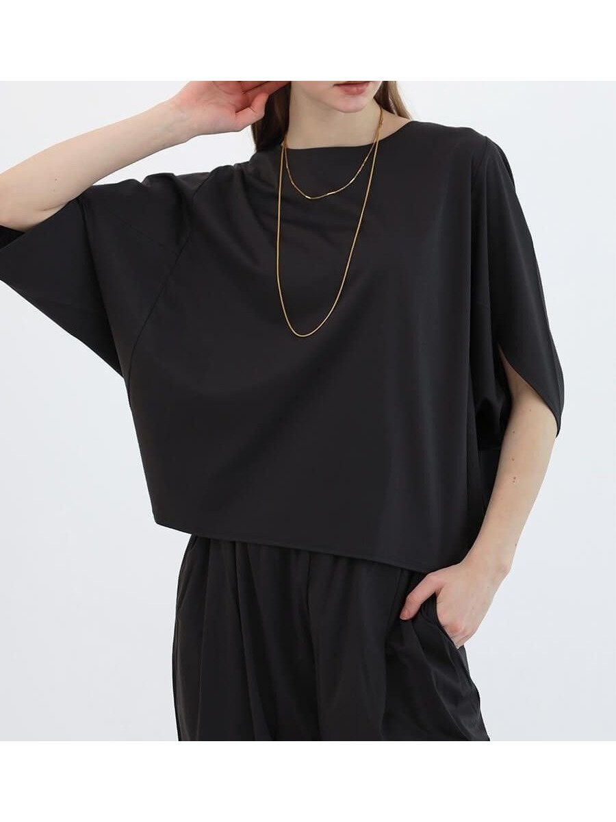 【ラシュッド/LASUD】のソフィア天竺PO インテリア・キッズ・メンズ・レディースファッション・服の通販 founy(ファニー) ファッション Fashion レディースファッション Fashion for Women カットソー Cut and Sewn Top シンプル Simple, Minimal 夏 Summer エレガント 上品 Elegant チャコールグレー|ID: prp329100004805938 ipo3291000000034873671