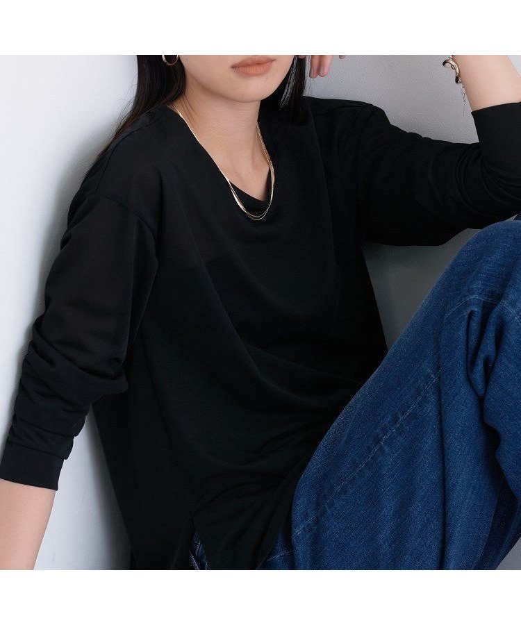 【インディヴィ/INDIVI】のストレッチシアーロングTシャツ インテリア・キッズ・メンズ・レディースファッション・服の通販 founy(ファニー) ファッション Fashion レディースファッション Fashion for Women トップス・カットソー Cut & Sew Tops シャツ・ブラウス・オフィスカジュアル Elegant Blouses & Button-Ups ロングTシャツ・Tシャツ Longline T-Shirts & Tees おすすめ Recommended / Our Picks インナー Innerwear カフス Cuff Design シアー Sheer, See-Through ジャケット Jacket, Outerwear ストレッチ Stretch, Stretchy Fabric スマート Smart, Elegant リラックス Relax, Relaxed Fit ブラック|ID: prp329100004805990 ipo3291000000034874102