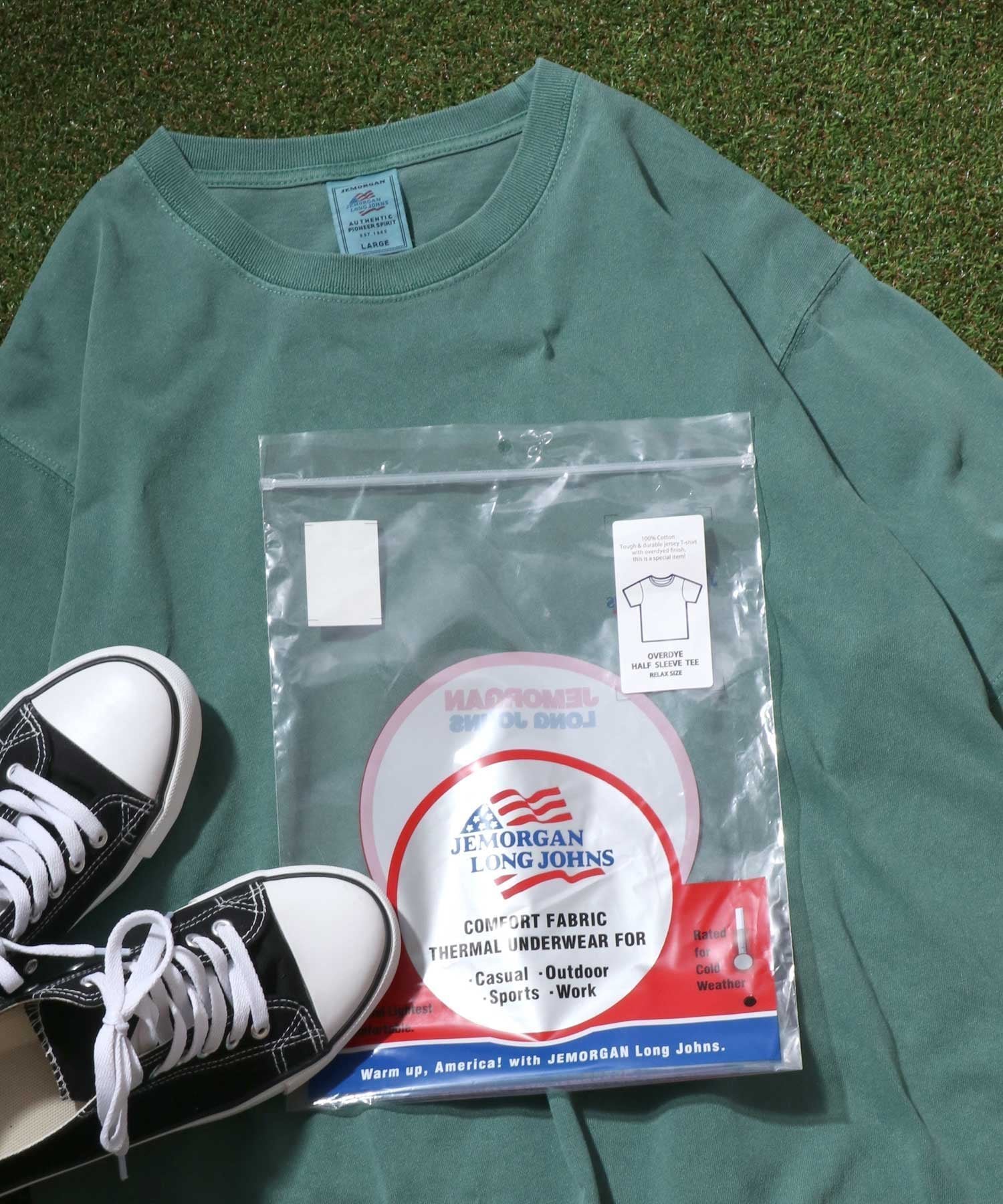 【サロン ハミュー/salong hameu】のJEMORGAN ジェーイーモーガン Tシャツ メンズ レディース ユニセックス 半袖 ピグメント 染め パックT インテリア・キッズ・メンズ・レディースファッション・服の通販 founy(ファニー) 　ファッション　Fashion　レディースファッション　Fashion for Women　トップス・カットソー　Cut & Sew Tops　シャツ・ブラウス・オフィスカジュアル　Elegant Blouses & Button-Ups　ロングTシャツ・Tシャツ　Longline T-Shirts & Tees　アウトドア　Outdoor Clothing　アクセサリー　Fashion Accessories　インナー　Innerwear　ヴィンテージ　Vintage Style　春　Spring　カーゴパンツ　Cargo Pants, Utility Pants　ガーリー　Girly, Feminine Style　キャップ　Cap, Baseball Cap　キャミワンピース　Cami Dress, Slip Dress　サングラス　Sunglasses, Shades　シルバー　Silver, Metallic Silver　ジャケット　Jacket, Outerwear　ストライプ　Stripe, Striped Pattern　スポーツ　Sports, Activewear　デニム　Denim, Jeans Material　人気　Popular, Best Seller　バルーン　Balloon, Balloon Silhouette　ビスチェ　Bustier, Corset Top　ビッグ　Big, Oversized　フィット　Fit, Slim Fit　半袖　Short Sleeve, Half Sleeve　メンズ　Men's, Menswear　リボン　Ribbon, Bow　レギュラー　Regular, Standard Fit　レース　Lace, Lace Fabric　グリーン|ID: prp329100004805993 ipo3291000000034874123