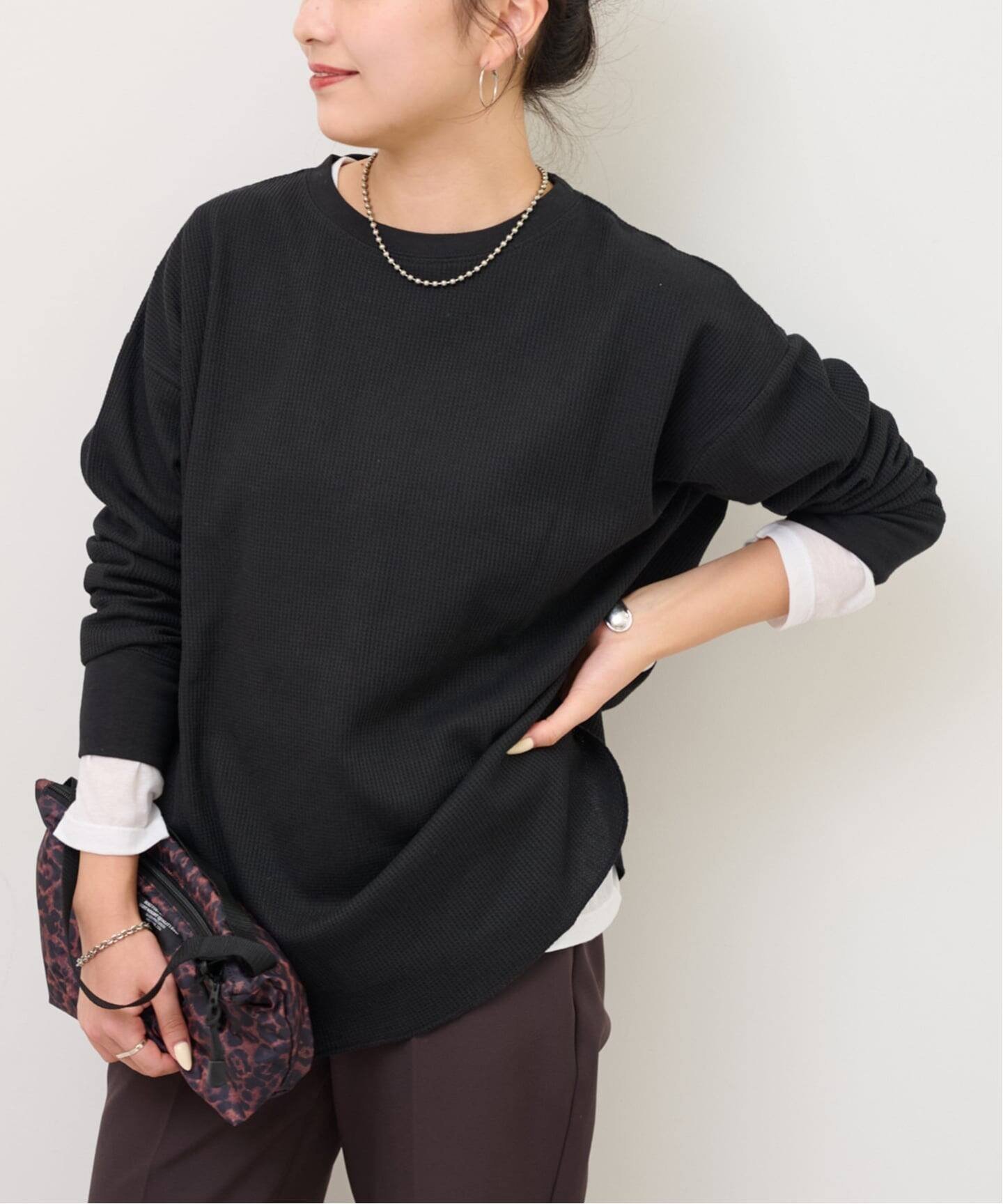 【ジャーナルスタンダード レリューム/JOURNAL STANDARD relume】の《一部WEB限定追加 / 新色》TCワッフルオーバーサイズロングスリーブTシャツ インテリア・キッズ・メンズ・レディースファッション・服の通販 founy(ファニー) ファッション Fashion レディースファッション Fashion for Women トップス・カットソー Cut & Sew Tops シャツ・ブラウス・オフィスカジュアル Elegant Blouses & Button-Ups ロングTシャツ・Tシャツ Longline T-Shirts & Tees 2025年 2025 2025-2026秋冬・A/W Autumn/Winter 2025–26 AW25–26 おすすめ Recommended / Our Picks スウェット / スエット Sweatshirt, Sweatwear ワッフル Waffle, Waffle Knit 再入荷 Restock / Back in Stock ブラック|ID: prp329100004806029 ipo3291000000034874537