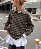 【チャオパニックティピー/CIAOPANIC TYPY】のピグメント加工ボーダー襟付きトップス 人気、トレンドファッション・服の通販 founy(ファニー) ファッション Fashion レディースファッション Fashion for Women トップス・カットソー Cut & Sew Tops アクセサリー Fashion Accessories スウェット / スエット Sweatshirt, Sweatwear デニム Denim, Jeans Material トレンド Trend, Trending Now バランス Balance, Style Balance フェミニン Feminine, Girly ボーダー Border, Stripe リラックス Relax, Relaxed Fit ルーズ Loose, Oversized おすすめ Recommended / Our Picks thumbnail ブラウン|ID: prp329100004806670 ipo3291000000034879564