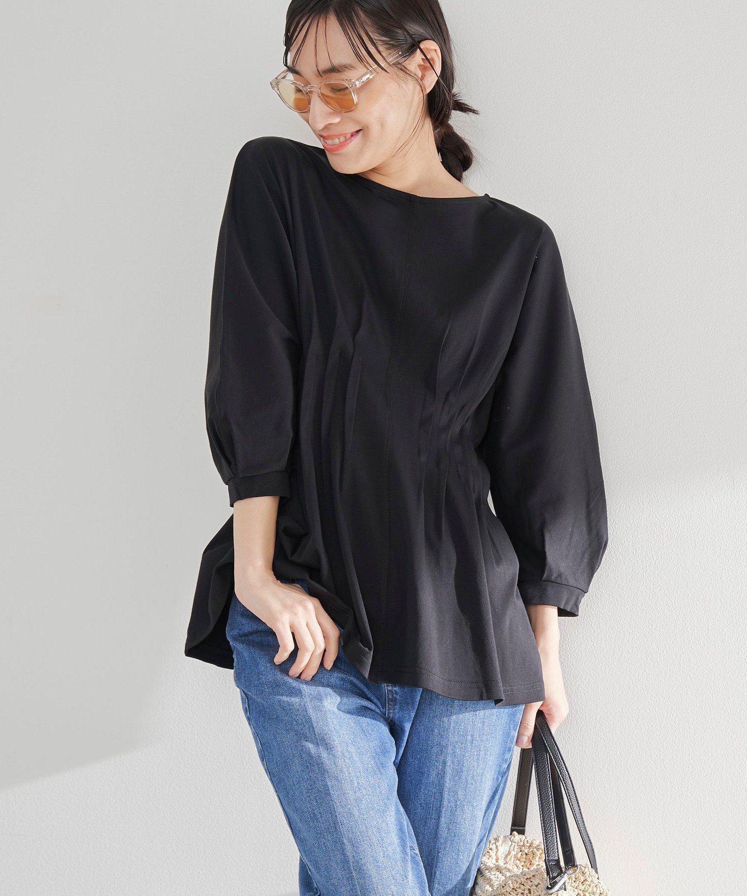 【コーエン/COEN】のスムースウエストタック ハーフスリーブ プルオーバー インテリア・キッズ・メンズ・レディースファッション・服の通販 founy(ファニー) ファッション Fashion レディースファッション Fashion for Women トップス・カットソー Cut & Sew Tops カジュアルプルオーバー・ニットトップス Pullovers & Knit Tops / Casual Pullovers ショルダー Shoulder, Shoulder Strap ジャケット Jacket, Outerwear スリーブ Sleeve, Long Sleeve / Short Sleeve デニム Denim, Jeans Material ドロップ Drop Shoulder, Dropped Style ハーフ Half, Half-Length プリーツ Pleats, Pleated ペプラム Peplum, Flared Hem 半袖 Short Sleeve, Half Sleeve リラックス Relax, Relaxed Fit ワイド Wide, Wide Fit エレガント 上品 Elegant BLACK|ID: prp329100004806720 ipo3291000000034879795