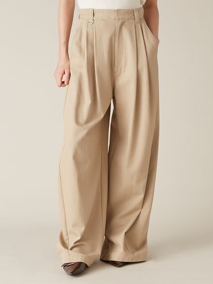 【リリーブラウン/Lily Brown】のワイドレッグタックパンツ インテリア・キッズ・メンズ・レディースファッション・服の通販 founy(ファニー) 　ファッション　Fashion　レディースファッション　Fashion for Women　パンツ　Pants & Trousers　ジャケット　Jacket, Outerwear　スウェット / スエット　Sweatshirt, Sweatwear　スマート　Smart, Elegant　チェック　Check, Plaid, Tartan　チャーム　Charm, Pendant　ツイル　Twist, Twisted Detail　パターン　Pattern, Design Print　リラックス　Relax, Relaxed Fit　ルーズ　Loose, Oversized　ループ　Loop, Loop Knit　ワイド　Wide, Wide Fit　BEG[037]|ID: prp329100004806725 ipo3291000000034879822