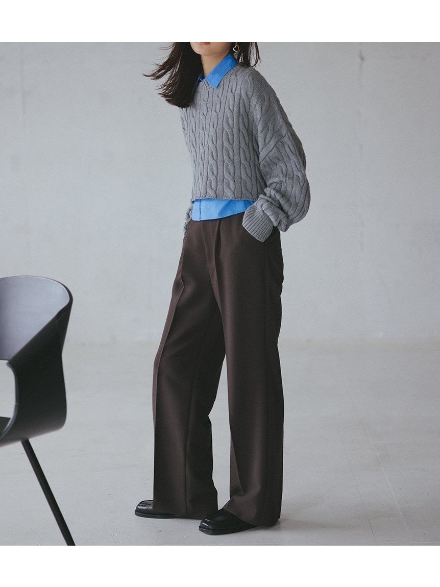 【ミラオーウェン/Mila Owen】の【セットアップ対応】ワンタックストレートパンツ インテリア・キッズ・メンズ・レディースファッション・服の通販 founy(ファニー) 　雑誌掲載アイテム　Magazine Picks & Fashion Features　ファッション雑誌　Fashion Magazines　ヴェリィ　VERY　オッジ　Oggi　ファッション　Fashion　レディースファッション　Fashion for Women　セットアップ　Matching Sets　レディースパンツ・ボトムス　Pants & Trousers / Bottoms　エレガント 上品　Elegant　コンパクト　Compact, Small Size　11月号　November Issue　12月号　December Issue　ストレッチ　Stretch, Stretchy Fabric　ストレート　Straight, Straight Cut　スマート　Smart, Elegant　セットアップ　Set-Up, Coordinated Outfit　センター　Center, Center Line　雑誌　Magazine, Fashion Magazine　モダン　Modern, Contemporary　おすすめ　Recommended / Our Picks　BRW[058]|ID: prp329100004806732 ipo3291000000034879878