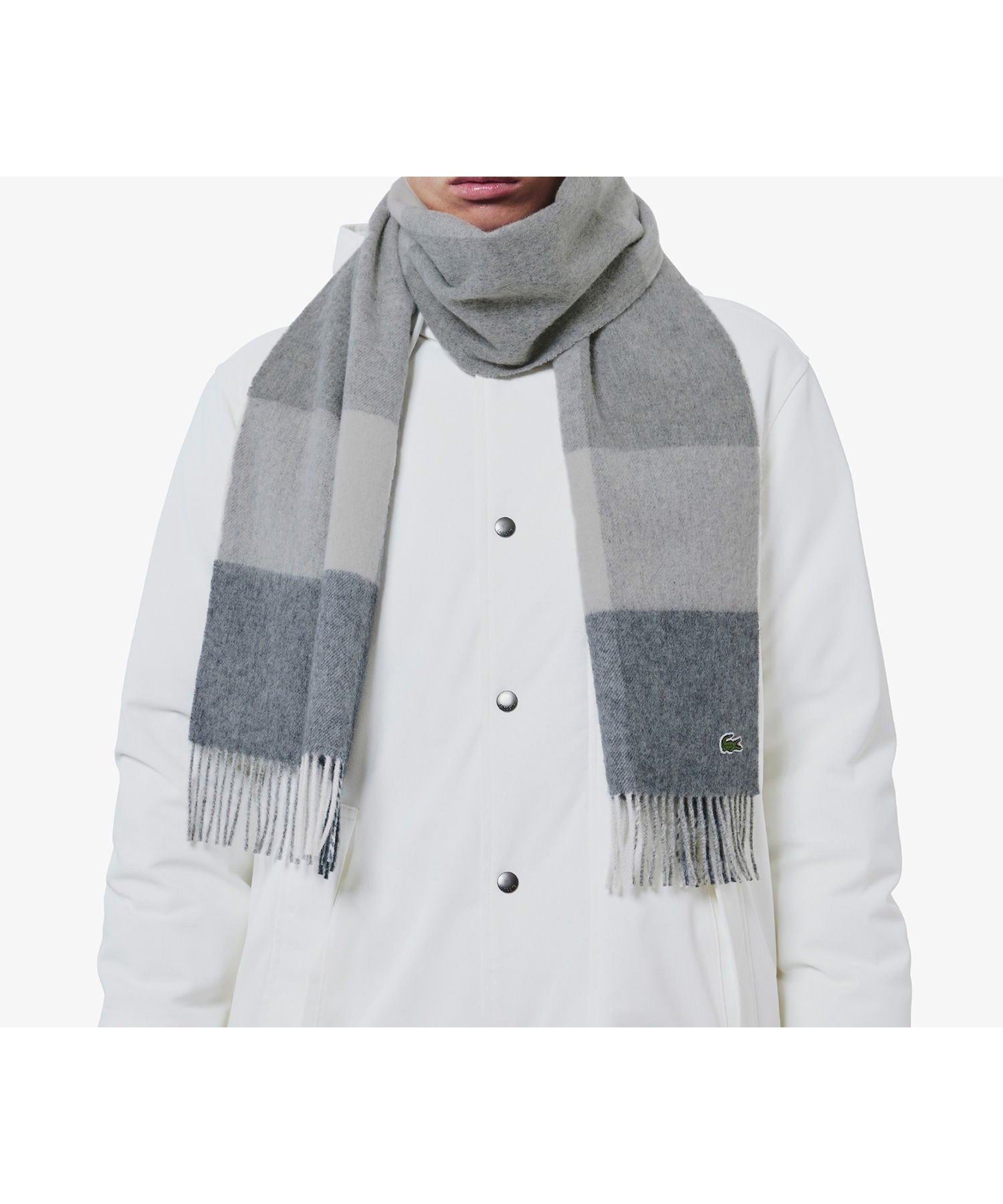 【ラコステ/LACOSTE】のメリノウールブロックチェックマフラー 人気、トレンドファッション・服の通販 founy(ファニー) ファッション Fashion レディースファッション Fashion for Women マフラー・スヌード / 冬小物の定番 Scarves & Mufflers チェック Check, Plaid, Tartan フリンジ Fringe, Tassel ブロック Block, Solid Block Pattern ワンポイント One Point, Statement Accent other-1|ID: prp329100004806737 ipo3291000000034879909