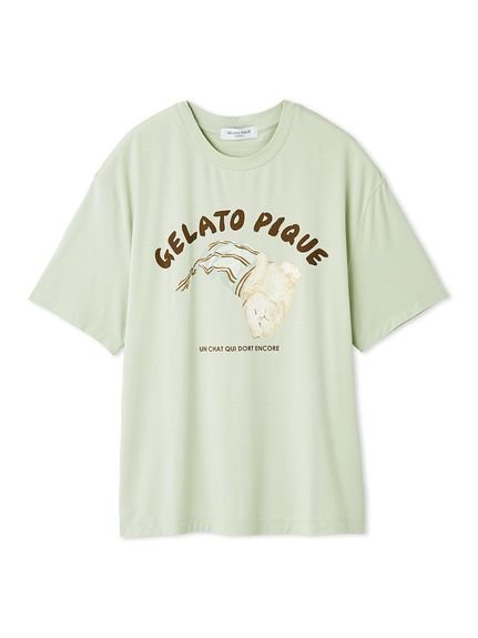 【ジェラートピケ オム/GELATO PIQUE HOMME / MEN】の【HOMME】sleeping cat ワンポイントTシャツ インテリア・キッズ・メンズ・レディースファッション・服の通販 founy(ファニー) 　ファッション　Fashion　メンズファッション　Fashion for Men　なめらか　Smooth, Silky Texture　スマート　Smart, Elegant　プリント　Print, Printed Pattern　ロング　Long, Long-Length　ワンポイント　One Point, Statement Accent　猫　Cat, Kitty　MNT[021]|ID: prp329100004806739 ipo3291000000034879922