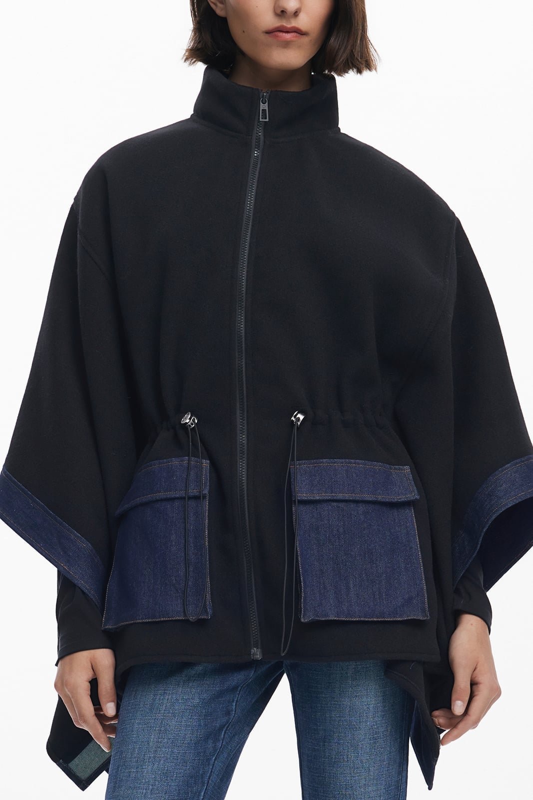 【デシグアル/Desigual】のデニムポンチョ インテリア・キッズ・メンズ・レディースファッション・服の通販 founy(ファニー) ファッション Fashion レディースファッション Fashion for Women アウター Coat / Outerwear Collection ポンチョ・ケープコート Ponchos & Capes カラフル Colorful Design シューズ Shoes, Footwear デニム Denim, Jeans Material パターン Pattern, Design Print パッチワーク Patchwork, Mixed Fabric プリント Print, Printed Pattern メンズ Men's, Menswear グレー/ブラック/2000|ID: prp329100004806770 ipo3291000000034880206