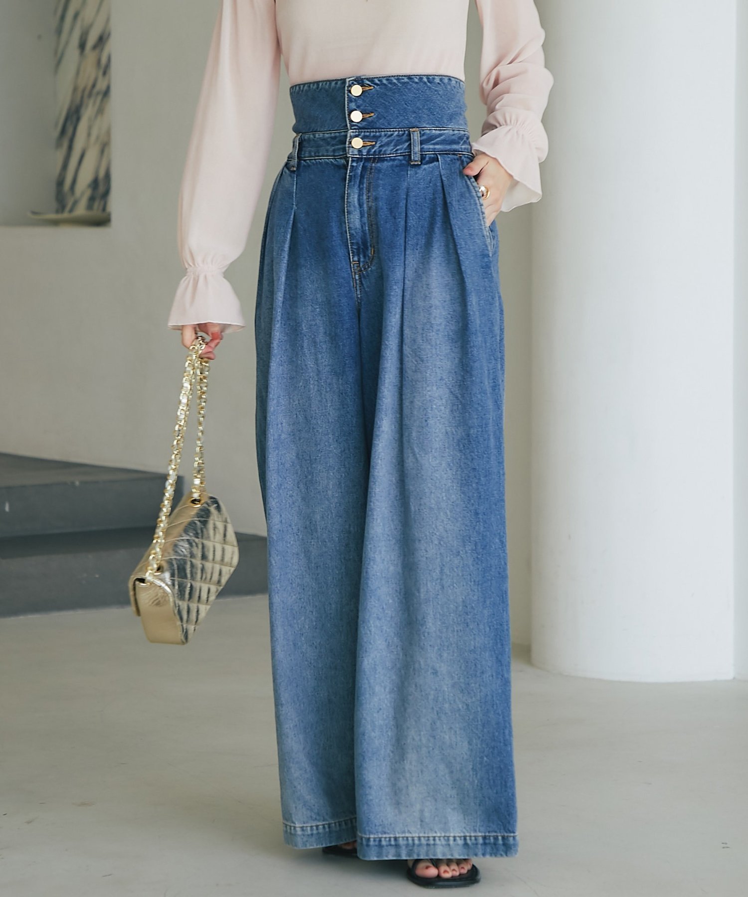 【ラブティックボンボン/La boutique BonBon】の【スタイルアップが叶う!】ハイウエストバギーデニムパンツ インテリア・キッズ・メンズ・レディースファッション・服の通販 founy(ファニー) ファッション Fashion レディースファッション Fashion for Women パンツ Pants & Trousers デニムパンツ・ジーンズ・美脚デニム Denim Jeans & Pants カットソー Cut and Sewn Top クロップド Cropped, Short Length コルセット Corset, Bustier シンプル Simple, Minimal デニム Denim, Jeans Material ポケット Pocket, Pocket Detail メタル Metal, Metal Parts リラックス Relax, Relaxed Fit おすすめ Recommended / Our Picks ブルー|ID: prp329100004806803 ipo3291000000034880498