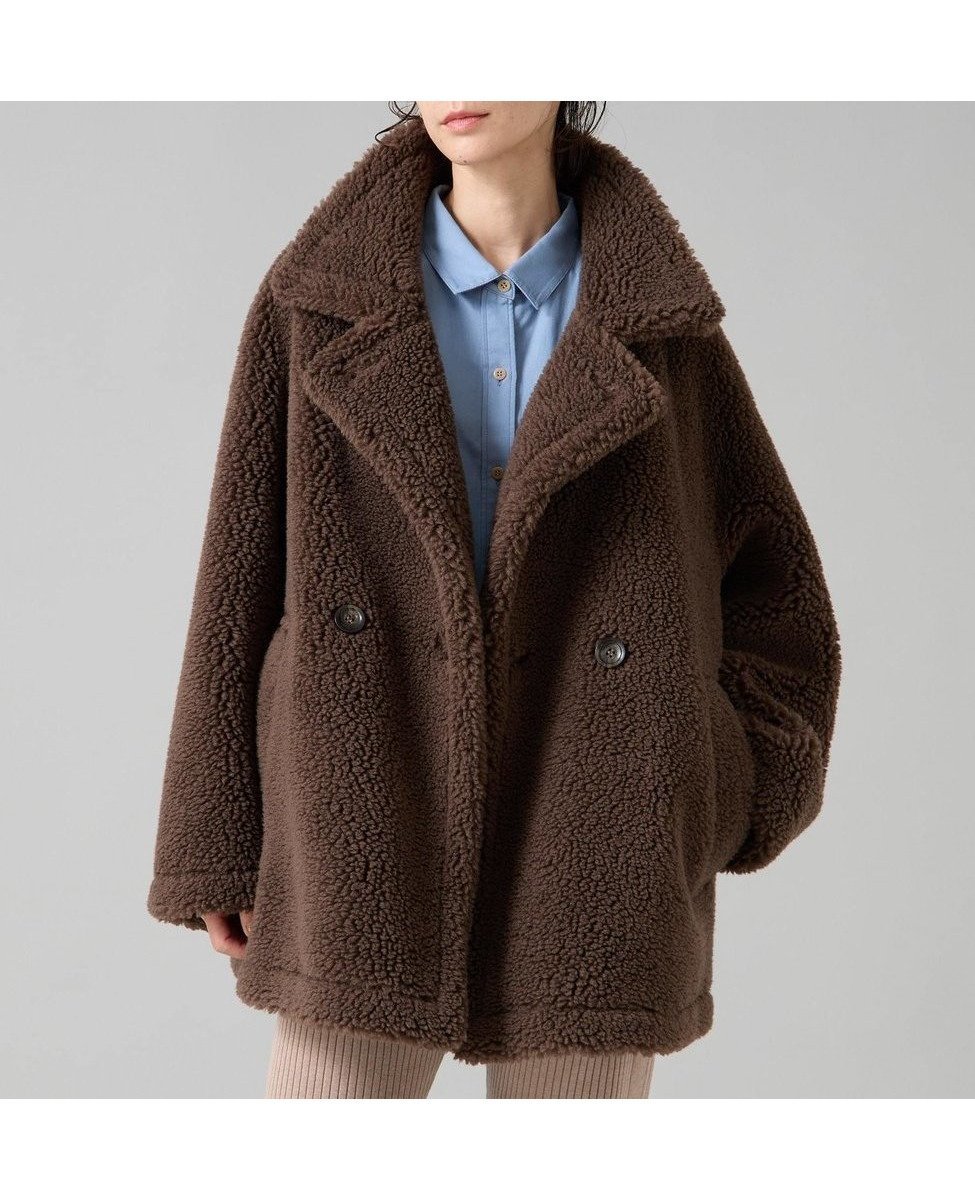 【リエス/Liesse】のビックカラーボアコート インテリア・キッズ・メンズ・レディースファッション・服の通販 founy(ファニー) ファッション Fashion レディースファッション Fashion for Women アウター Coat / Outerwear Collection コート・ロングコート・ピーコート Long Coats, Peacoats & More ハーフ Half, Half-Length バランス Balance, Style Balance フェミニン Feminine, Girly ボンディング Bonding, Bonded Fabric マフラー Scarf, Muffler ムートン Shearling, Mouton 防寒 Cold Protection, Winter-Ready ブラウン|ID: prp329100004806851 ipo3291000000034880857