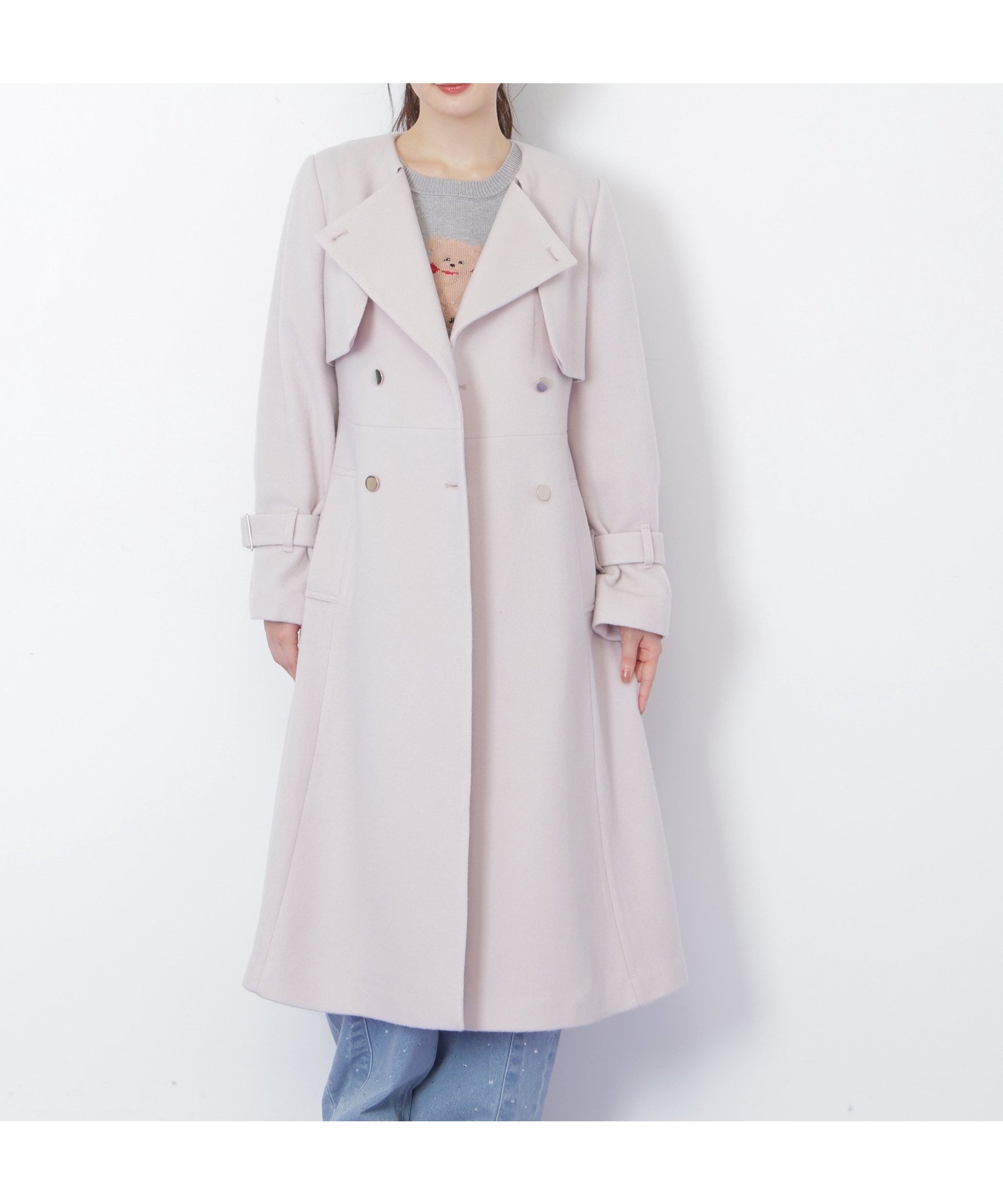 【ジルバイジルスチュアート/JILL by JILLSTUART】のノーカラードレストレンチコート インテリア・キッズ・メンズ・レディースファッション・服の通販 founy(ファニー) ファッション Fashion レディースファッション Fashion for Women アウター Coat / Outerwear Collection コート・ロングコート・ピーコート Long Coats, Peacoats & More トレンチコート / 春秋の定番アウター Trench Coats ワンピース Dresses フォーマル・パーティードレス・結婚式用ドレス Elegant & Casual Dresses スマート Smart, Elegant フェミニン Feminine, Girly メタル Metal, Metal Parts エレガント 上品 Elegant ピンク|ID: prp329100004806894 ipo3291000000034881117