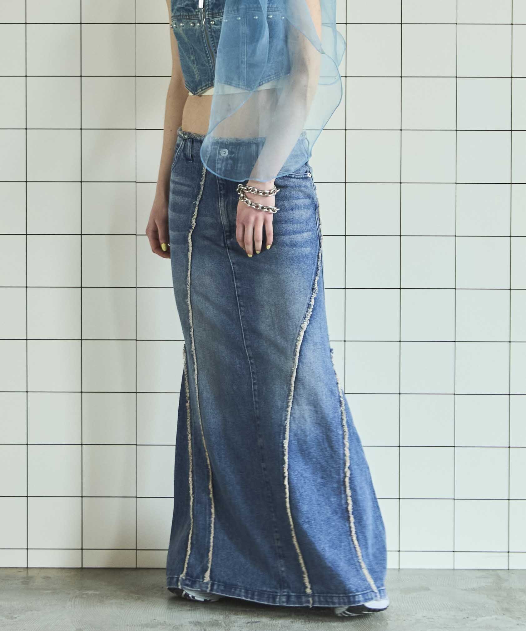 【メゾンスペシャル/MAISON SPECIAL】のCellulose Denim Maxi Skirt インテリア・キッズ・メンズ・レディースファッション・服の通販 founy(ファニー) ファッション Fashion レディースファッション Fashion for Women スカート Skirts デニム Denim, Jeans Material トレンド Trend, Trending Now ドレープ Drape, Draping Fabric マーメイド Mermaid, Fishtail Silhouette BLU|ID: prp329100004806912 ipo3291000000034881250