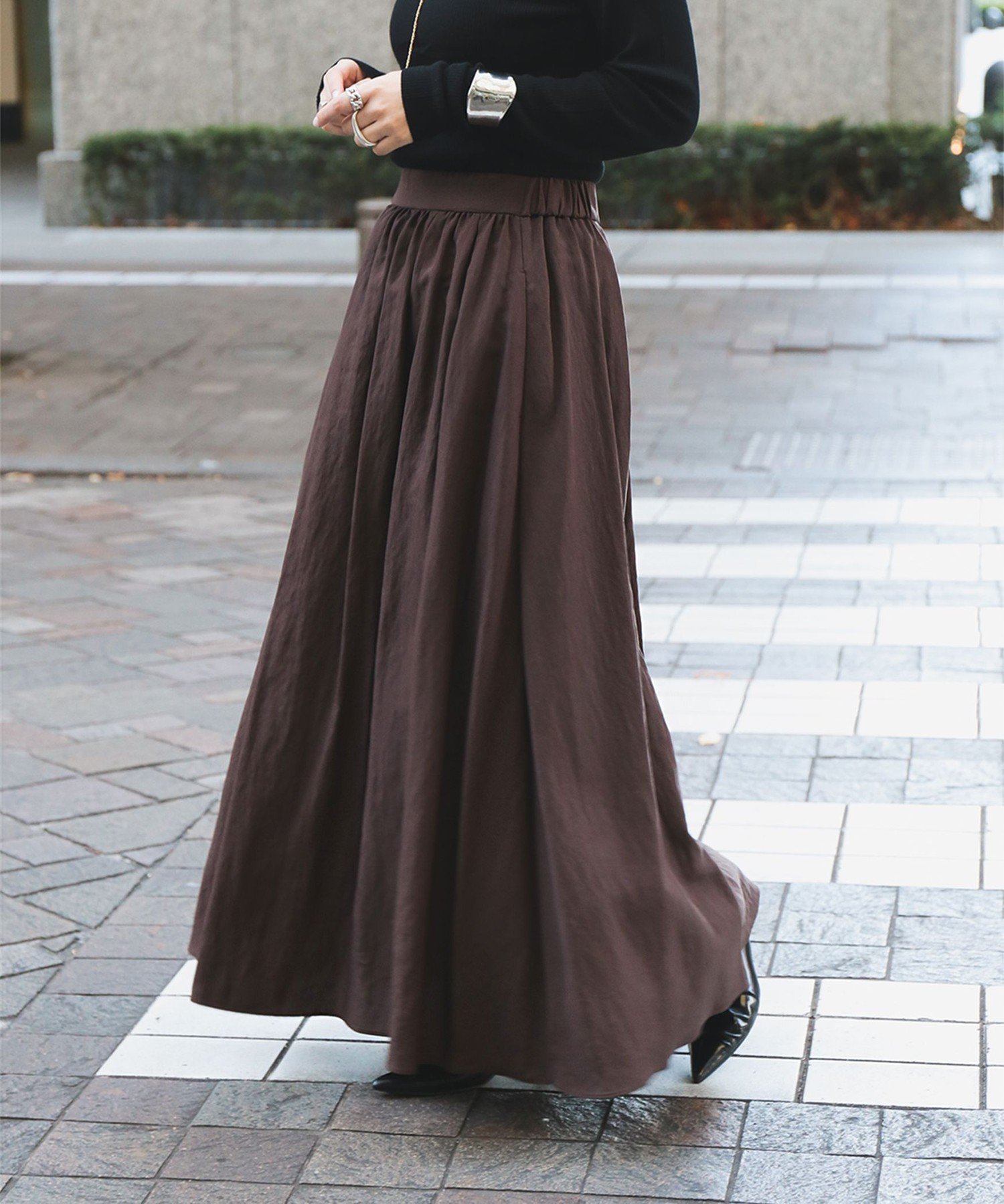 【デミルクス ビームス/Demi-Luxe BEAMS】のポプリン ギャザースカート インテリア・キッズ・メンズ・レディースファッション・服の通販 founy(ファニー) 　ファッション　Fashion　レディースファッション　Fashion for Women　スカート　Skirts　おすすめ　Recommended / Our Picks　カットソー　Cut and Sewn Top　ギャザー　Gathered, Ruffled　コンパクト　Compact, Small Size　フレア　Flare, Flared　リラックス　Relax, Relaxed Fit　ロング　Long, Long-Length　BROWN|ID: prp329100004806931 ipo3291000000034881377