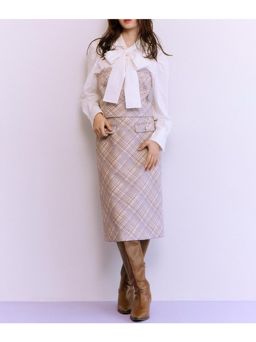 【リリーブラウン/Lily Brown】のウーリーチェックミディスカート インテリア・キッズ・メンズ・レディースファッション・服の通販 founy(ファニー) 　ファッション　Fashion　レディースファッション　Fashion for Women　スカート　Skirts　おすすめ　Recommended / Our Picks　クラシカル　Classical, Vintage-Inspired　スマート　Smart, Elegant　チェック　Check, Plaid, Tartan　バイアス　Bias, Diagonal Cut　フロント　Front, Front Design　プリント　Print, Printed Pattern　エレガント 上品　Elegant　GBEG[034]|ID: prp329100004806941 ipo3291000000034881440