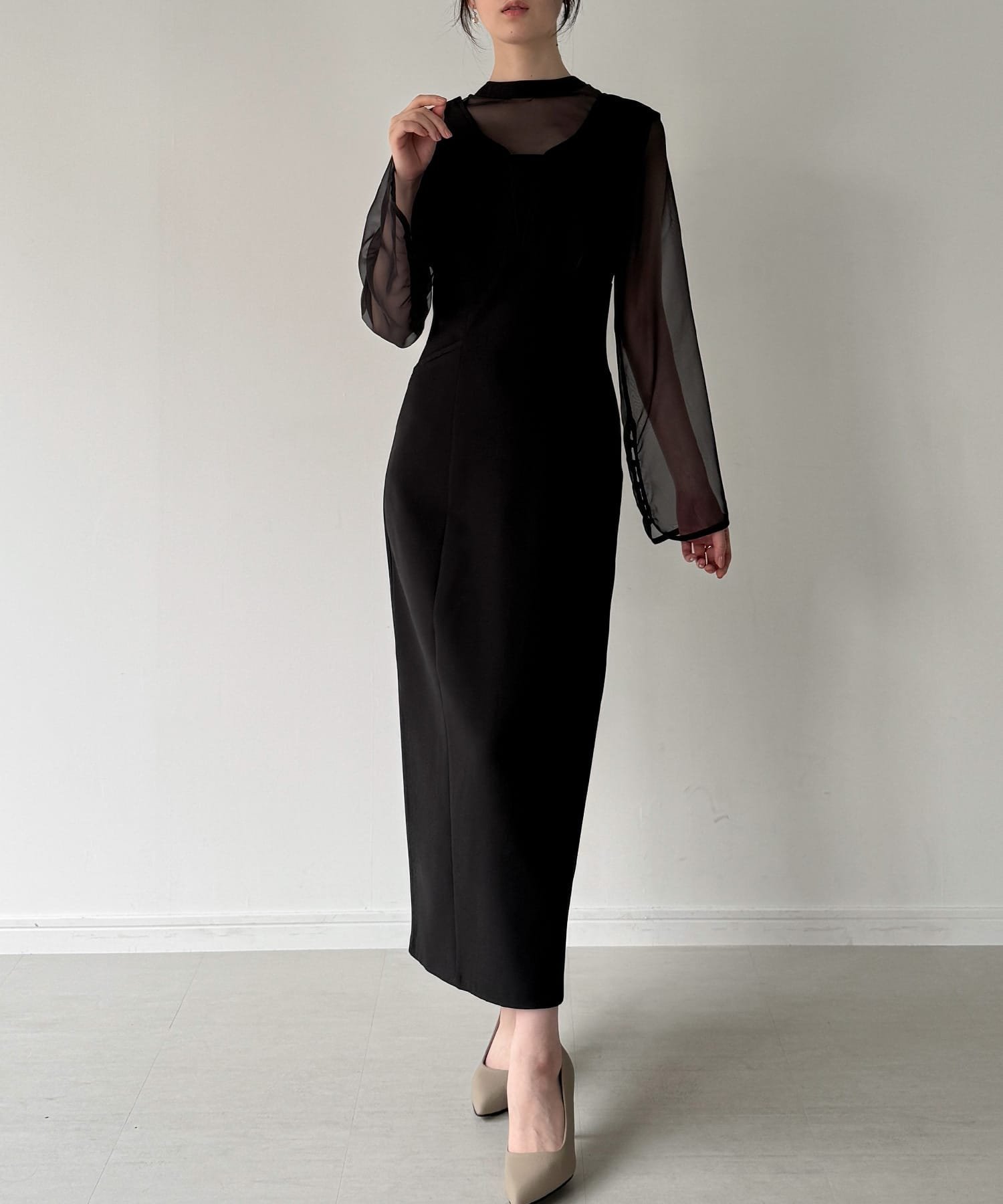 【ジュノア/JUNOAH】の袖ボタンシアーブラウス+IラインジャンパースカートSET(薄手,裏地無し) 人気、トレンドファッション・服の通販 founy(ファニー) 　ファッション　Fashion　レディースファッション　Fashion for Women　スカート　Skirts　 other-1|ID: prp329100004806987 ipo3291000000034881877