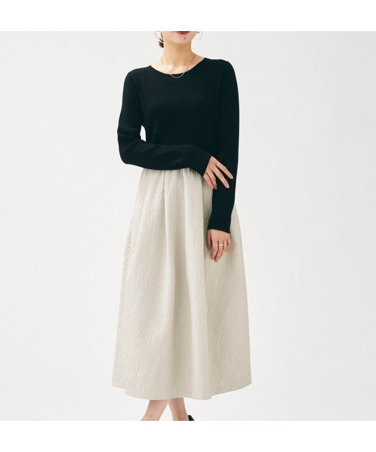 【アンタイトル/UNTITLED】の【大人フェミニン/トレンド】ニット*ジャカード ドッキングワンピース インテリア・キッズ・メンズ・レディースファッション・服の通販 founy(ファニー) ファッション Fashion レディースファッション Fashion for Women ワンピース Dresses イヤリング Earrings ショート Short, Short Length シンプル Simple, Minimal ジャカード/ジャガード Jacquard, Woven Pattern ストレッチ Stretch, Stretchy Fabric スマート Smart, Elegant トレンド Trend, Trending Now ドッキング Docking, Mixed Material ネックレス Necklace, Pendant Necklace パール Pearl, Pearl Accent フィット Fit, Slim Fit フェミニン Feminine, Girly ポケット Pocket, Pocket Detail モノトーン Monotone, Black and White リブニット Rib Knit, Ribbed Knit エレガント 上品 Elegant グレージュ|ID: prp329100004806995 ipo3291000000034881956