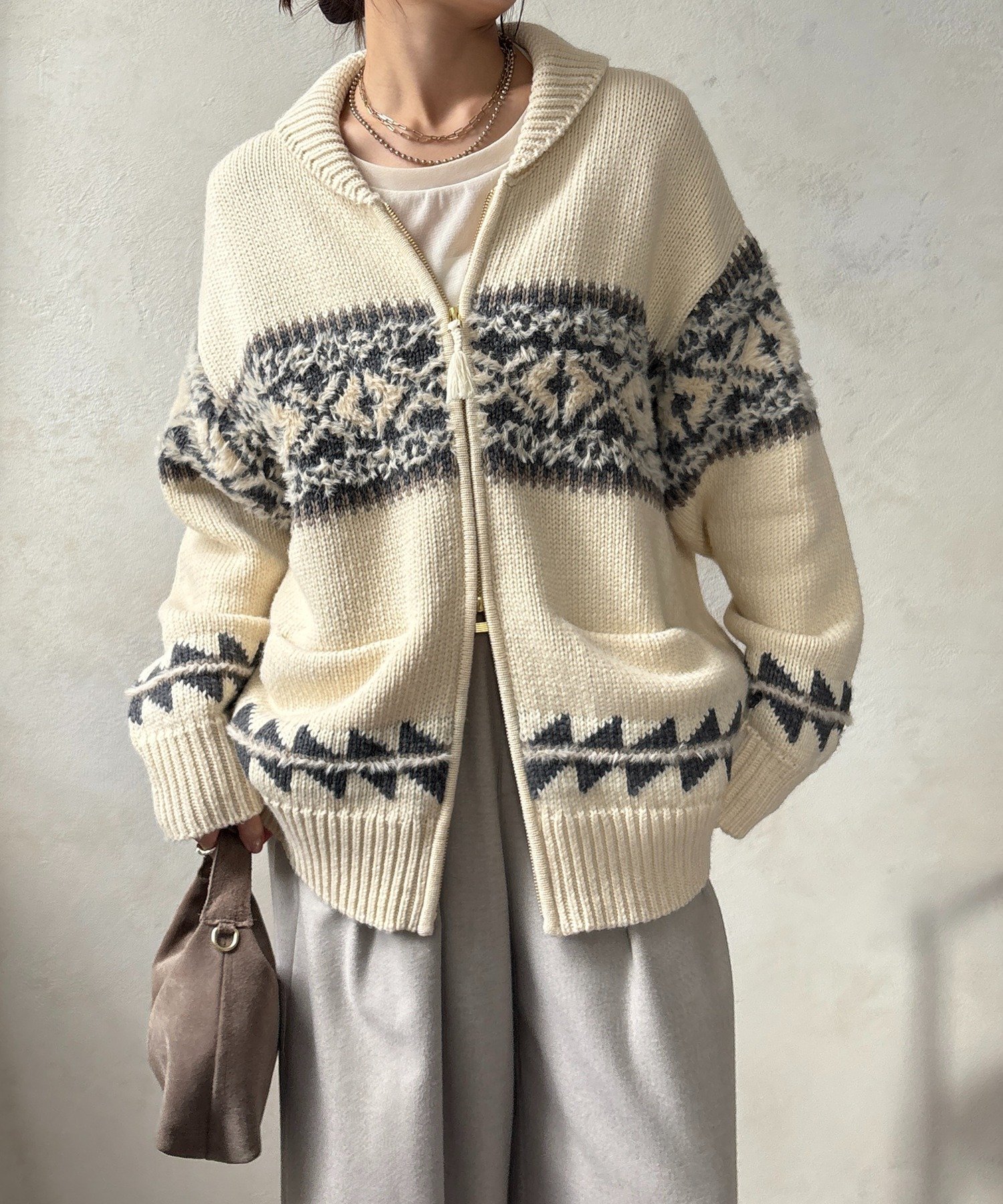 【ドゥドゥ/DouDou】のノルディックジップカーディガン インテリア・キッズ・メンズ・レディースファッション・服の通販 founy(ファニー) ファッション Fashion レディースファッション Fashion for Women トップス・カットソー Cut & Sew Tops カーディガン・羽織り Layered Style Cardigans スマート Smart, Elegant 雑誌 Magazine, Fashion Magazine パターン Pattern, Design Print リラックス Relax, Relaxed Fit 冬 Winter / This Winter A/W・秋冬 Autumn/Winter 再入荷 Restock / Back in Stock エレガント 上品 Elegant 2025年 2025 2025-2026秋冬・A/W Autumn/Winter 2025–26 AW25–26 オフホワイト|ID: prp329100004806997 ipo3291000000034881966