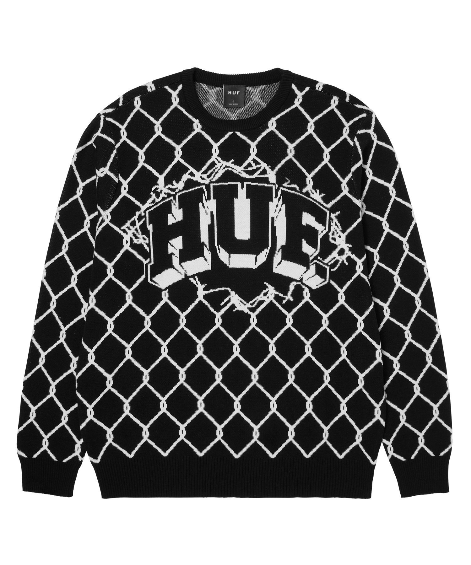 【ハフ/HUF】のBREAKTHROUGH CREWNECK SWEATER / HUF ハフ セーター ニット インテリア・キッズ・メンズ・レディースファッション・服の通販 founy(ファニー) ファッション Fashion レディースファッション Fashion for Women トップス・カットソー Cut & Sew Tops ニット Knit Tops & Sweaters レディースパーカー・カジュアルフーディー Casual Hoodies & Sweatshirts スウェット・クルーネックトップス Sweatshirts & Crewnecks / Relaxed Fit Sweat Tops グラフィック Graphic, Graphic Design シンプル Simple, Minimal ジャカード/ジャガード Jacquard, Woven Pattern セーター Sweater, Knitwear プリーツ Pleats, Pleated ベスト Vest, Waistcoat リバーシブル Reversible, Two-Sided リブニット Rib Knit, Ribbed Knit ワーク Workwear, Utility Style 定番 Standard, Basic Item BLACK|ID: prp329100004807004 ipo3291000000034882043