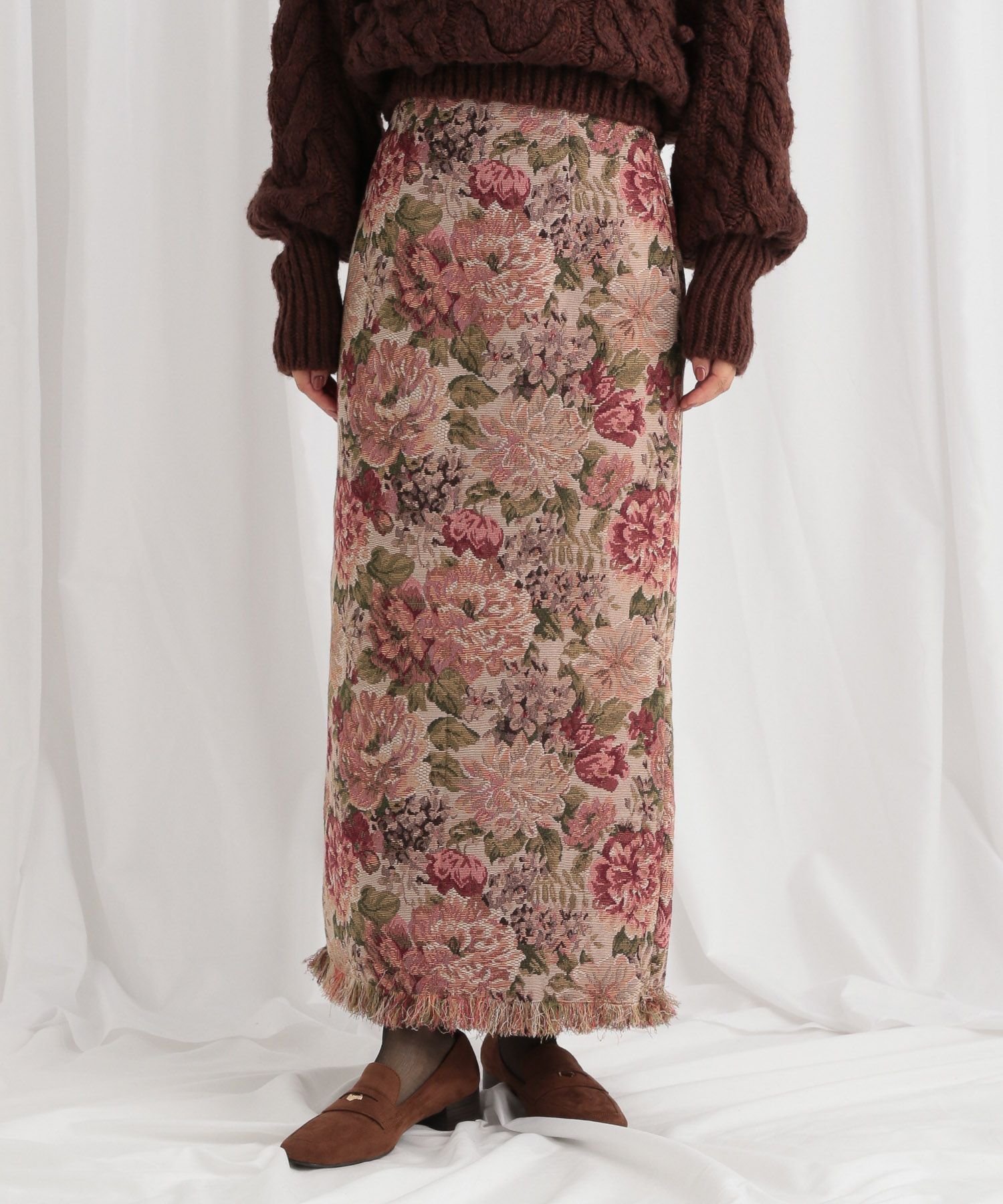 【ミスティ ウーマン/mysty woman】のゴブランナロースカート インテリア・キッズ・メンズ・レディースファッション・服の通販 founy(ファニー) ファッション Fashion レディースファッション Fashion for Women スカート Skirts カットソー Cut and Sewn Top シンプル Simple, Minimal フリンジ Fringe, Tassel ベロア Velour, Soft Velvet ヴィンテージ Vintage Style 無地 Plain, Solid Color ピンク|ID: prp329100004807008 ipo3291000000034882106