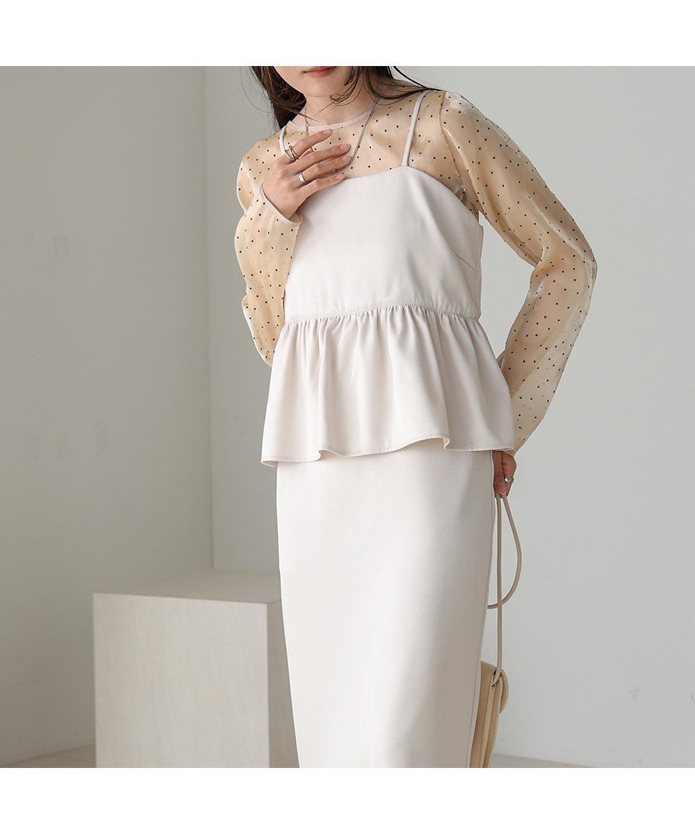 【バブ ブージュルード/Bab Bou Jeloud】の【低身長向けサイズあり】ペプラムIラインキャミワンピース 人気、トレンドファッション・服の通販 founy(ファニー) 　ファッション　Fashion　レディースファッション　Fashion for Women　ワンピース　Dresses　キャミソールワンピース　Camisole Dresses　インナー　Innerwear　カットソー　Cut and Sewn Top　キャミワンピース　Cami Dress, Slip Dress　切替　Switching, Contrast Panel　シンプル　Simple, Minimal　スマート　Smart, Elegant　チェック　Check, Plaid, Tartan　ペプラム　Peplum, Flared Hem　ラップ　Wrap, Wrap Design　再入荷　Restock / Back in Stock　 other-1|ID: prp329100004807014 ipo3291000000034882141