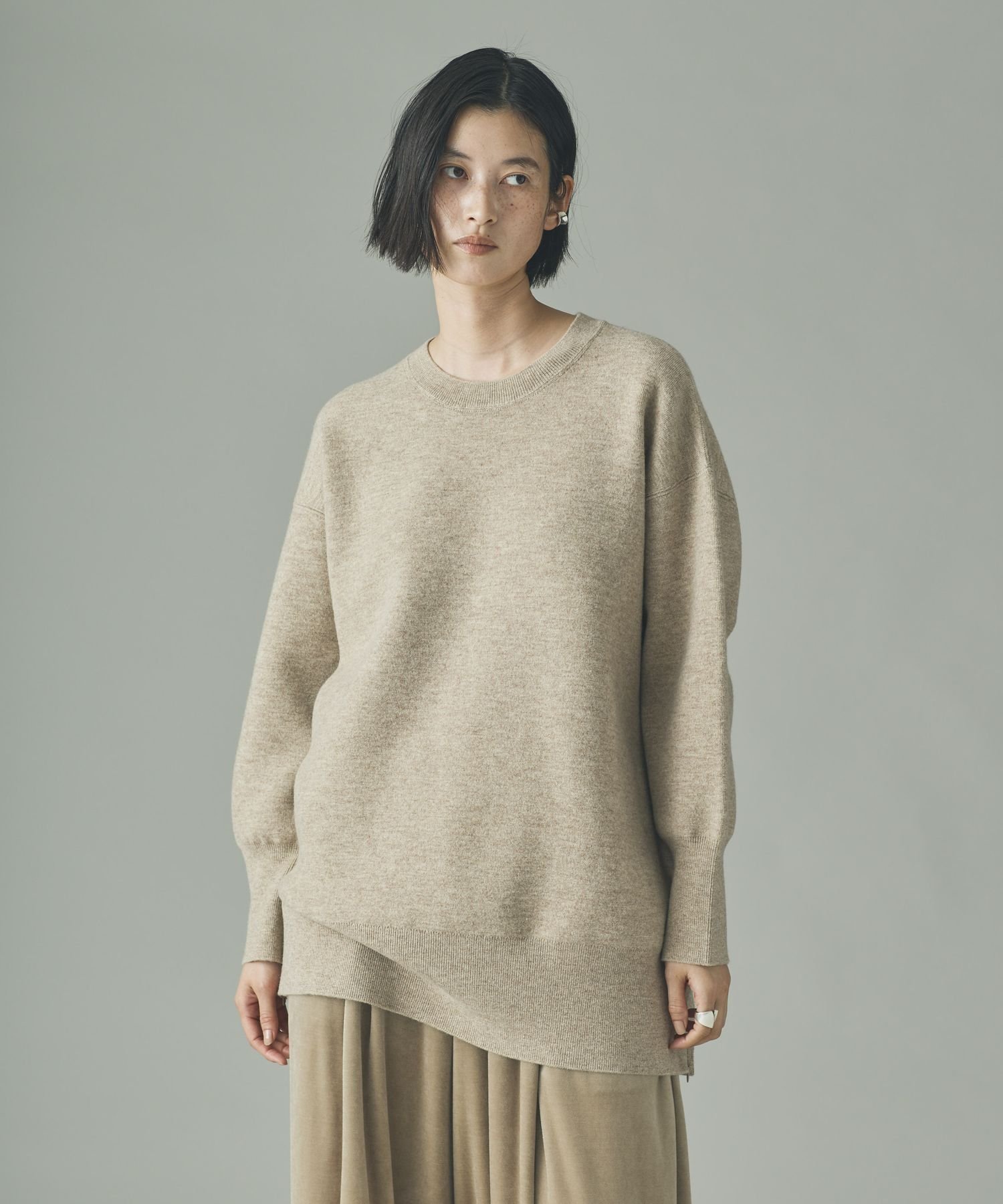 【カレンソロジー/Curensology】のダブルフェイスロングニットプルオーバー インテリア・キッズ・メンズ・レディースファッション・服の通販 founy(ファニー) ファッション Fashion レディースファッション Fashion for Women トップス・カットソー Cut & Sew Tops ニット Knit Tops & Sweaters カジュアルプルオーバー・ニットトップス Pullovers & Knit Tops / Casual Pullovers エレガント 上品 Elegant スリット Slit, Slit Detail チュニック Tunic, Long Top ライトブラウン|ID: prp329100004807016 ipo3291000000034882153