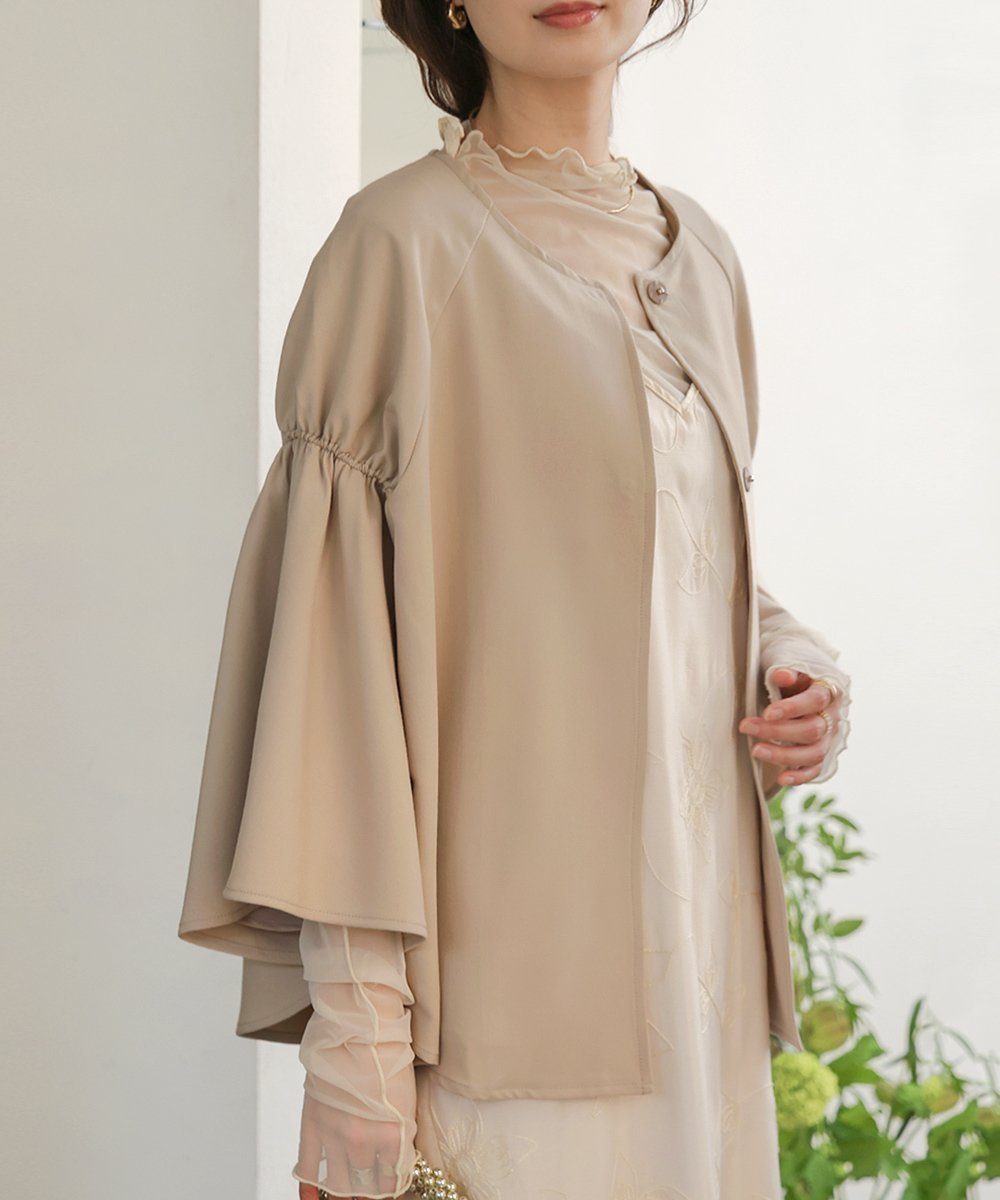 【バブ ブージュルード/Bab Bou Jeloud】の【オケージョンドレス/結婚式/SET対応可】ケープ風ジャケット インテリア・キッズ・メンズ・レディースファッション・服の通販 founy(ファニー) ファッション Fashion レディースファッション Fashion for Women アウター Coat / Outerwear Collection レディースジャケット・軽アウター Jackets ワンピース Dresses フォーマル・パーティードレス・結婚式用ドレス Elegant & Casual Dresses ギャザー Gathered, Ruffled ショルダー Shoulder, Shoulder Strap シンプル Simple, Minimal ジャケット Jacket, Outerwear ストレッチ Stretch, Stretchy Fabric スマート Smart, Elegant セットアップ Set-Up, Coordinated Outfit チェック Check, Plaid, Tartan フォーマル Formal, Dressy リボン Ribbon, Bow 再入荷 Restock / Back in Stock おすすめ Recommended / Our Picks エレガント 上品 Elegant 入学式 Entrance Ceremony 結婚式 Wedding 披露宴 Wedding Reception 二次会 After Party ビジネス 仕事 通勤 Business / Work / Commuting BEIGE|ID: prp329100004807018 ipo3291000000034882159