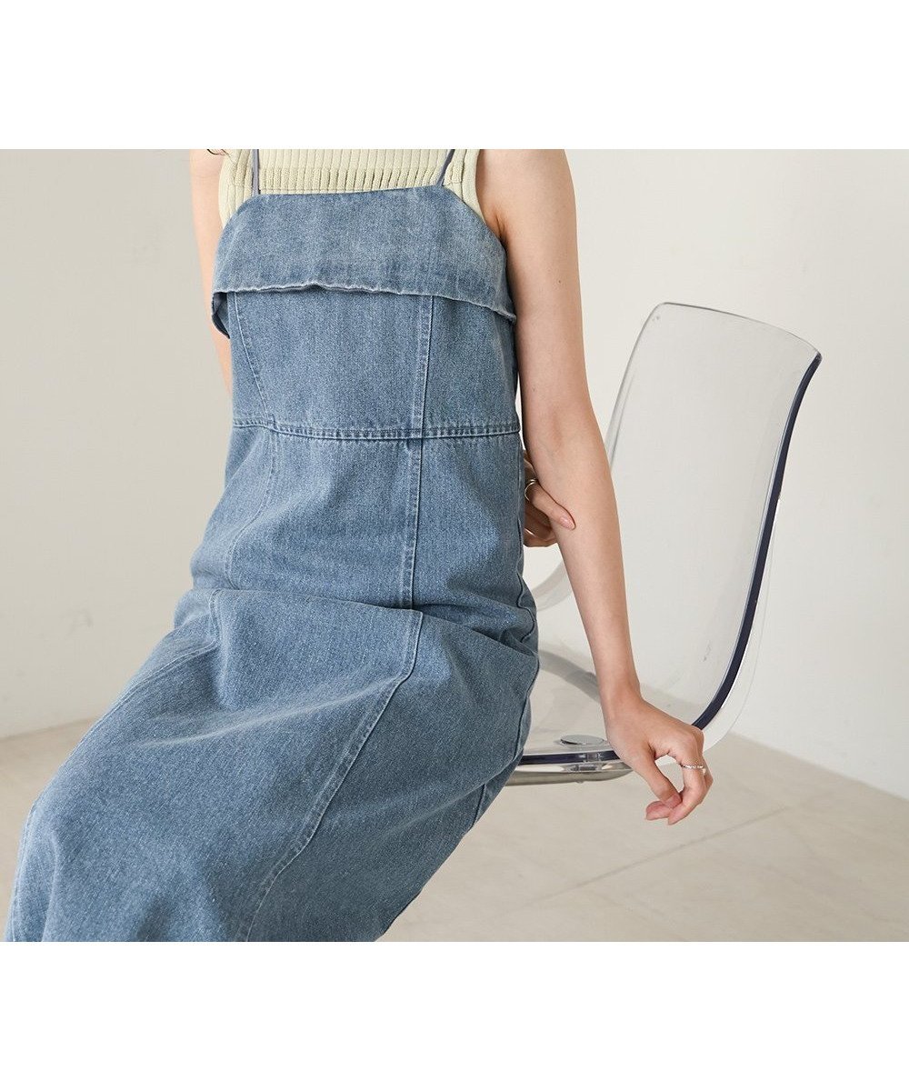 【バブ ブージュルード/Bab Bou Jeloud】の【低身長向けサイズあり】デニムキャミワンピース インテリア・キッズ・メンズ・レディースファッション・服の通販 founy(ファニー) 　ファッション　Fashion　レディースファッション　Fashion for Women　ワンピース　Dresses　キャミソールワンピース　Camisole Dresses　インディゴ　Indigo Denim　インナー　Innerwear　エレガント 上品　Elegant　カットソー　Cut and Sewn Top　切替　Switching, Contrast Panel　サテン　Satin, Glossy Fabric　ジャケット　Jacket, Outerwear　スマート　Smart, Elegant　スリット　Slit, Slit Detail　セットアップ　Set-Up, Coordinated Outfit　タンク　Tank Top, Sleeveless Top　チェック　Check, Plaid, Tartan　デニム　Denim, Jeans Material　ハイヒール　High Heels, Heeled Shoes　バランス　Balance, Style Balance　フェミニン　Feminine, Girly　ペチコート　Petticoat, Underskirt　リボン　Ribbon, Bow　ロング　Long, Long-Length　再入荷　Restock / Back in Stock　おすすめ　Recommended / Our Picks　L.BLUE|ID: prp329100004807022 ipo3291000000034882181