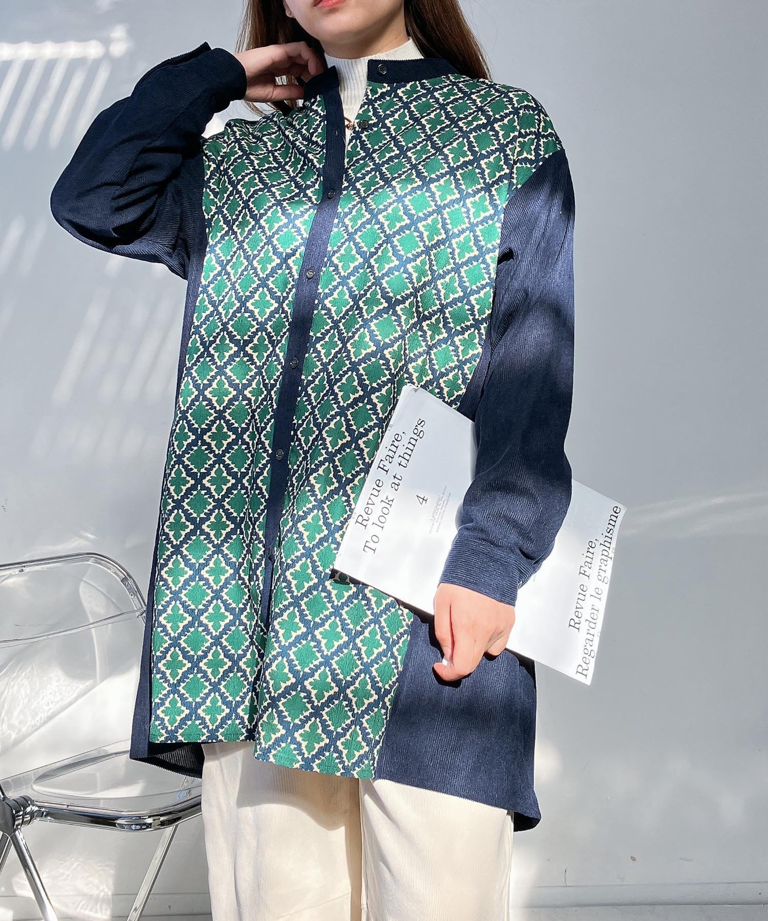 【アズノウアズ プラス/AS KNOW AS plus】の♪コーデュロイオルテガチュニック インテリア・キッズ・メンズ・レディースファッション・服の通販 founy(ファニー) ファッション Fashion レディースファッション Fashion for Women トップス・カットソー Cut & Sew Tops コーデュロイ Corduroy, Cord Fabric フロント Front, Front Design 再入荷 Restock / Back in Stock ネイビーケイ|ID: prp329100004807050 ipo3291000000034882369