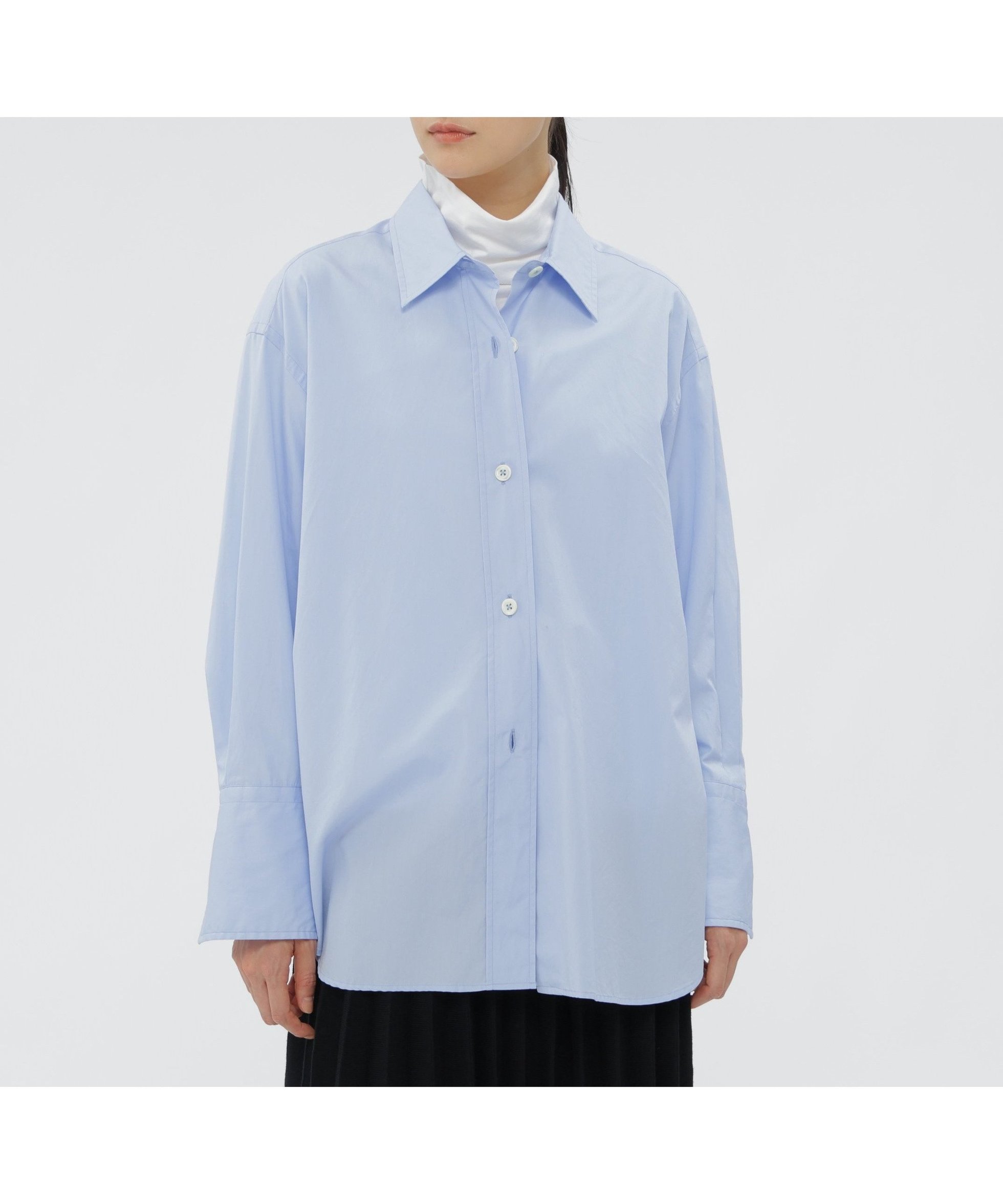 【マーガレットハウエル/MARGARET HOWELL】のPLAIN POPLIN SHIRT インテリア・キッズ・メンズ・レディースファッション・服の通販 founy(ファニー) ファッション Fashion レディースファッション Fashion for Women トップス・カットソー Cut & Sew Tops シャツ・ブラウス・オフィスカジュアル Elegant Blouses & Button-Ups カッティング Cutting Detail カフス Cuff Design ショルダー Shoulder, Shoulder Strap ダブル Double, Double-Breasted ドロップ Drop Shoulder, Dropped Style マニッシュ Mannish, Boyish リラックス Relax, Relaxed Fit BLUE|ID: prp329100004807057 ipo3291000000034882416