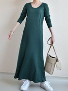 【スレンダー/SLENDER】のラウンドネックマキシワンピース グリーン|ID: prp329100004807065 ipo3291000000035145337