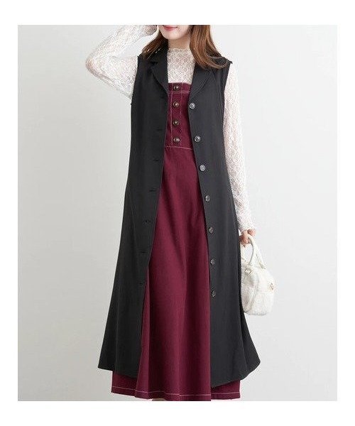 【ルディックパーク/LUDIC PARK】のノースリーブトレンチジレワンピース インテリア・キッズ・メンズ・レディースファッション・服の通販 founy(ファニー) ファッション Fashion レディースファッション Fashion for Women アウター Coat / Outerwear Collection ストレート Straight, Straight Cut ツイル Twist, Twisted Detail デニム Denim, Jeans Material ボトム Bottoms, Lower Wear ポケット Pocket, Pocket Detail マーブル Marble, Marble Pattern ワイド Wide, Wide Fit エレガント 上品 Elegant 黒|ID: prp329100004807070 ipo3291000000034882535