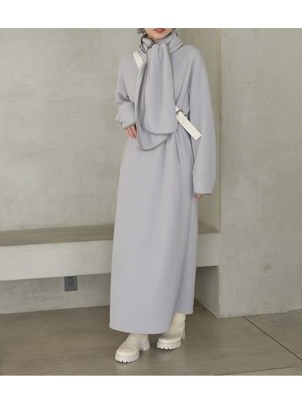 【エミ/emmi】の【セットアイテム】eco ストール付きフリースワンピース インテリア・キッズ・メンズ・レディースファッション・服の通販 founy(ファニー) 　ファッション　Fashion　レディースファッション　Fashion for Women　ワンピース　Dresses　シンプル　Simple, Minimal　スタイリッシュ　Stylish, Fashionable　ストール　Stole, Wrap　スマート　Smart, Elegant　トラベル　Travel, Travel Gear　パイピング　Piping, Trim Design　ワンポイント　One Point, Statement Accent　エレガント 上品　Elegant　冬　Winter / This Winter　BLU[086]|ID: prp329100004807108 ipo3291000000034882831