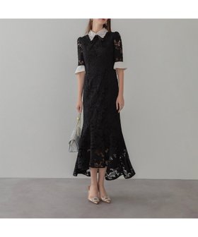 【レジャ/Leja】のLeja-パールカラーボウタイフラワーレースフィッシュテールワンピースドレス 人気、トレンドファッション・服の通販 founy(ファニー) ファッション Fashion レディースファッション Fashion for Women ワンピース Dresses フォーマル・パーティードレス・結婚式用ドレス Elegant & Casual Dresses クラシカル Classical, Vintage-Inspired ドレス Dress, One-Piece パール Pearl, Pearl Accent リボン Ribbon, Bow レース Lace, Lace Fabric エレガント 上品 Elegant |ID:prp329100004807111