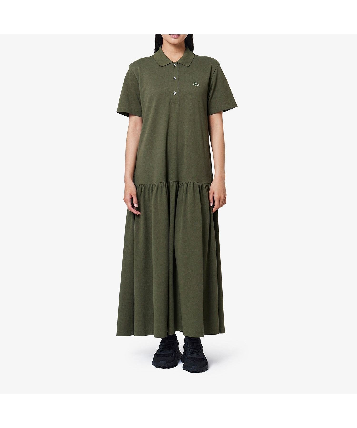 【ラコステ/LACOSTE】のローウエストポロドレス インテリア・キッズ・メンズ・レディースファッション・服の通販 founy(ファニー) ファッション Fashion レディースファッション Fashion for Women ワンピース Dresses フォーマル・パーティードレス・結婚式用ドレス Elegant & Casual Dresses インナー Innerwear トレンド Trend, Trending Now ドレス Dress, One-Piece バランス Balance, Style Balance ベーシック Basic, Essential ポロシャツ Polo Shirt, Collared Tee マキシ Maxi, Full Length エレガント 上品 Elegant 長袖 Long Sleeve, Full Sleeve 鹿の子 Piqué, Kanoko Fabric オリーブ|ID: prp329100004807122 ipo3291000000034882981