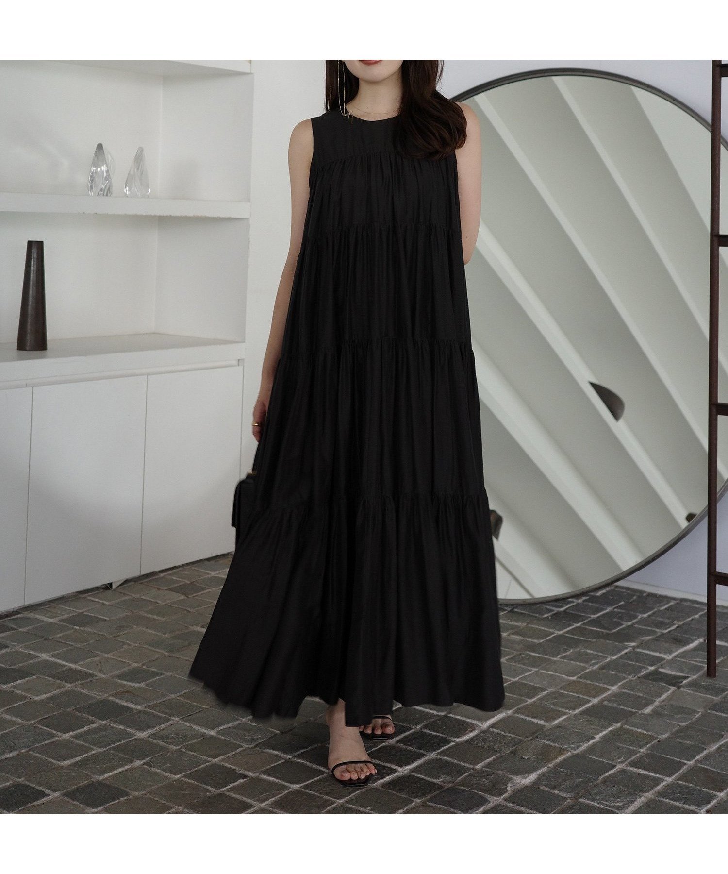 【アニュアンス/anuans】のテンセルリッチオーガンティアードワンピース インテリア・キッズ・メンズ・レディースファッション・服の通販 founy(ファニー) ファッション Fashion レディースファッション Fashion for Women ワンピース Dresses ギャザー Gathered, Ruffled シアー Sheer, See-Through ベーシック Basic, Essential リラックス Relax, Relaxed Fit エレガント 上品 Elegant BLACK|ID: prp329100004807124 ipo3291000000034882994