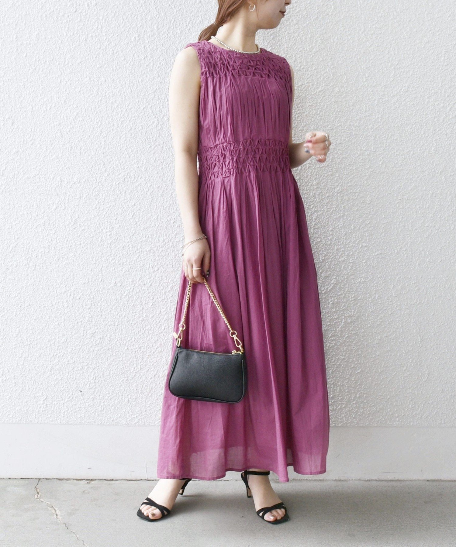 【シップス フォー ウィメン/SHIPS】の【WEB限定】SHIPS any ハンドスモッキング コットン フレア ノースリーブ ワンピース インテリア・キッズ・メンズ・レディースファッション・服の通販 founy(ファニー) 　ファッション　Fashion　レディースファッション　Fashion for Women　ワンピース　Dresses　インド　Indian Textile　オレンジ　Orange　洗える　Machine Washable　シアー　Sheer, See-Through　デニム　Denim, Jeans Material　ノースリーブ　Sleeveless, No-Sleeve　パープル　Purple, Violet　フレア　Flare, Flared　リゾート　Resort, Vacation Style　リラックス　Relax, Relaxed Fit　ロング　Long, Long-Length　夏　Summer　2025年　2025　2025春夏・S/S　Spring/Summer 2025 SS25　パープル|ID: prp329100004807129 ipo3291000000034883057