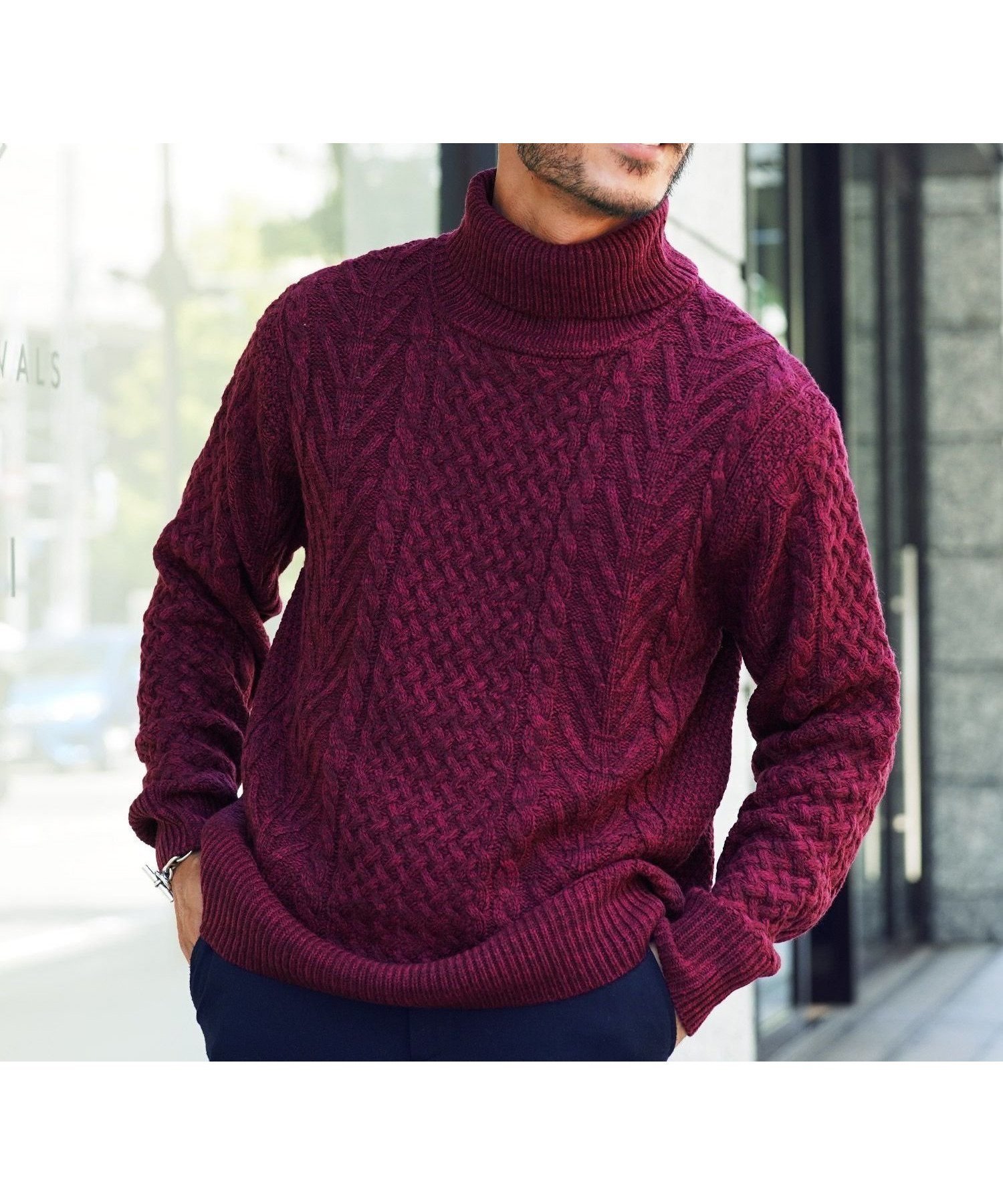 【その他のブランド/Other】のローゲージ タートルネック フィッシャーマン ケーブルニット セーター 25AW インテリア・キッズ・メンズ・レディースファッション・服の通販 founy(ファニー) 　ファッション　Fashion　レディースファッション　Fashion for Women　トップス・カットソー　Cut & Sew Tops　ニット　Knit Tops & Sweaters　タートルネック・ハイネックトップス　Turtlenecks & High-Neck Tops　2025年　2025　2025-2026秋冬・A/W　Autumn/Winter 2025–26 AW25–26　インナー　Innerwear　ウォッシャブル　Machine Washable　ショート　Short, Short Length　ジャケット　Jacket, Outerwear　セーター　Sweater, Knitwear　タートル　Turtleneck, Turtle Collar　タートルネック　Turtleneck, High Neck　ハイネック　High Neck, Mock Neck　パターン　Pattern, Design Print　ブルゾン　Blouson, Bomber Jacket　プチプライス・低価格　Affordable / Budget Price　プレート　Plate, Dish　メンズ　Men's, Menswear　A/W・秋冬　Autumn/Winter　cミックスワイン|ID: prp329100004807130 ipo3291000000034883072