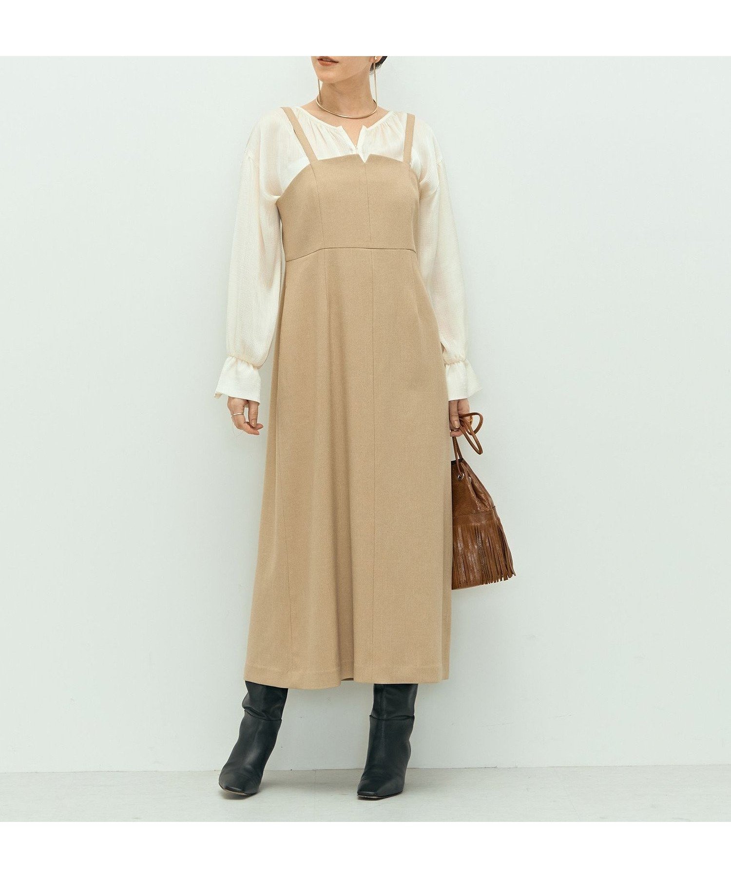 【ノーリーズ/NOLLEY'S】のウォッシャブルウール調ストレッチキャミワンピース インテリア・キッズ・メンズ・レディースファッション・服の通販 founy(ファニー) ファッション Fashion レディースファッション Fashion for Women ワンピース Dresses キャミソールワンピース Camisole Dresses 2025年 2025 2025-2026秋冬・A/W Autumn/Winter 2025–26 AW25–26 おすすめ Recommended / Our Picks カットソー Cut and Sewn Top ストレッチ Stretch, Stretchy Fabric 今季 This Season, Current Season ベージュ|ID: prp329100004807133 ipo3291000000034883080