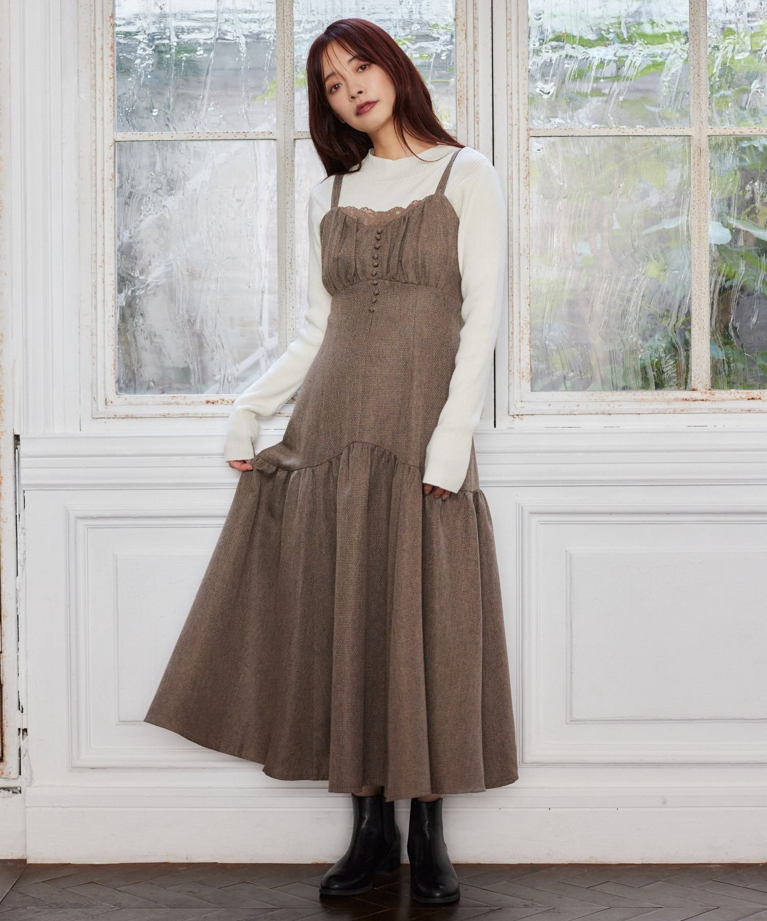 【ミスティ ウーマン/mysty woman】のレース付きギャザーキャミワンピース 人気、トレンドファッション・服の通販 founy(ファニー) ファッション Fashion レディースファッション Fashion for Women ワンピース Dresses キャミソールワンピース Camisole Dresses インナー Innerwear カーディガン Cardigan, Knitwear キャミワンピース Cami Dress, Slip Dress ギャザー Gathered, Ruffled コンパクト Compact, Small Size シャーリング Shirring, Ruched ツイード Twill, Twill Weave フェミニン Feminine, Girly レース Lace, Lace Fabric エレガント 上品 Elegant other-1|ID: prp329100004807134 ipo3291000000034883081