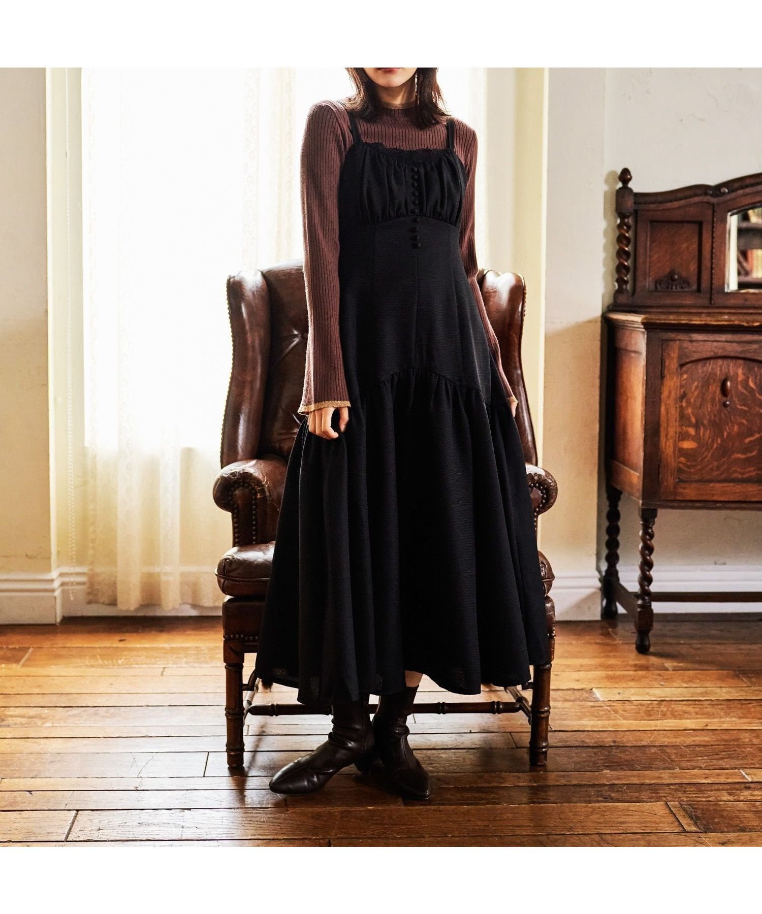 【ミスティ ウーマン/mysty woman】のレース付きギャザーキャミワンピース インテリア・キッズ・メンズ・レディースファッション・服の通販 founy(ファニー) ファッション Fashion レディースファッション Fashion for Women ワンピース Dresses キャミソールワンピース Camisole Dresses インナー Innerwear カーディガン Cardigan, Knitwear キャミワンピース Cami Dress, Slip Dress ギャザー Gathered, Ruffled コンパクト Compact, Small Size シャーリング Shirring, Ruched ツイード Twill, Twill Weave フェミニン Feminine, Girly レース Lace, Lace Fabric エレガント 上品 Elegant ブラック|ID: prp329100004807134 ipo3291000000034883083