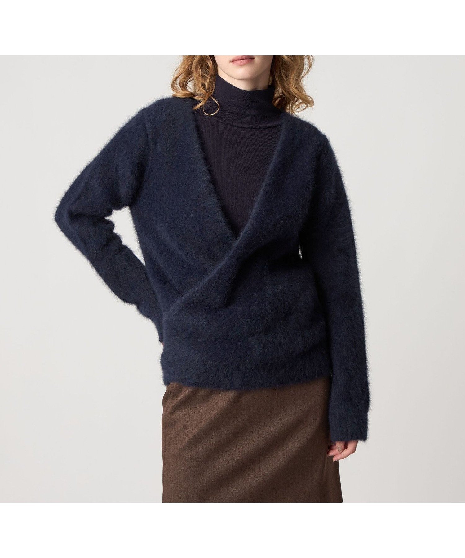 【ビューティ&ユース ユナイテッドアローズ/BEAUTY&YOUTH / UNITED ARROWS】のSteven Alan ウール フォックス カシュクール カーディガン インテリア・キッズ・メンズ・レディースファッション・服の通販 founy(ファニー) ファッション Fashion レディースファッション Fashion for Women トップス・カットソー Cut & Sew Tops カーディガン・羽織り Layered Style Cardigans カシュクール Wrap Design カーディガン Cardigan, Knitwear シンプル Simple, Minimal フォックス Fox, Fox Fur ブラウジング Blouson Silhouette, Cinched Waist エレガント 上品 Elegant NAVY|ID: prp329100004807140 ipo3291000000034883163