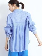 【ヴァン/Vin】のバックタックストライプシャツ 人気、トレンドファッション・服の通販 founy(ファニー) ファッション Fashion レディースファッション Fashion for Women トップス・カットソー Cut & Sew Tops シャツ・ブラウス・オフィスカジュアル Elegant Blouses & Button-Ups バッグ Bags ギャザー Gathered, Ruffled ストライプ Stripe, Striped Pattern スリーブ Sleeve, Long Sleeve / Short Sleeve タイプライター Typewriter Fabric, Crisp Cotton ロング Long, Long-Length thumbnail ブルー|ID: prp329100004807144 ipo3291000000034883203