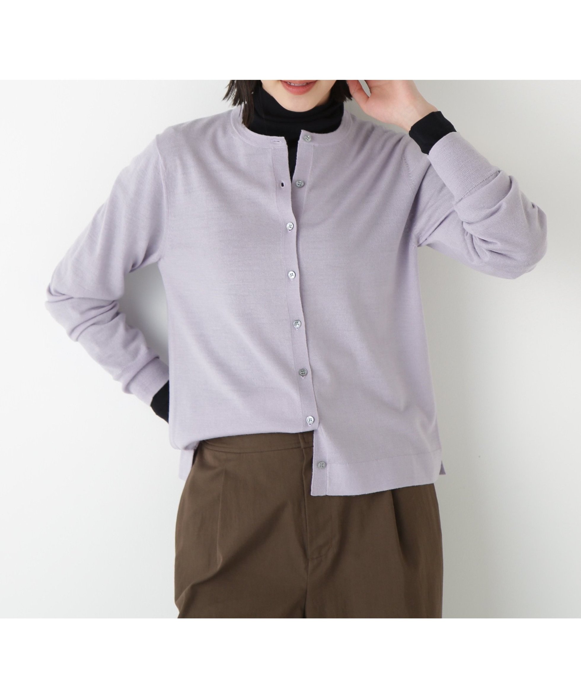 【ヒューマンウーマン/HUMAN WOMAN】のハイツイストウールクルーネックカーディガン インテリア・キッズ・メンズ・レディースファッション・服の通販 founy(ファニー) 　ファッション　Fashion　レディースファッション　Fashion for Women　トップス・カットソー　Cut & Sew Tops　カーディガン・羽織り　Layered Style Cardigans　おすすめ　Recommended / Our Picks　クール　Cool, Chic　シアー　Sheer, See-Through　スタンダード　Standard, Basic　トレンド　Trend, Trending Now　ベーシック　Basic, Essential　エレガント 上品　Elegant　夏　Summer　ラベンダー|ID: prp329100004807145 ipo3291000000034883218