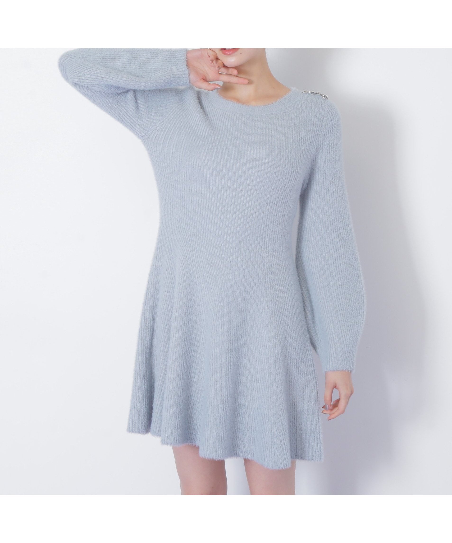 【ジルバイジルスチュアート/JILL by JILLSTUART】のシャギーミニニットワンピース インテリア・キッズ・メンズ・レディースファッション・服の通販 founy(ファニー) ファッション Fashion レディースファッション Fashion for Women ワンピース Dresses ニットワンピース Knit Dresses おすすめ Recommended / Our Picks ショート Short, Short Length スマート Smart, Elegant フェザー Feather, Feather Detail フレア Flare, Flared エレガント 上品 Elegant 人気 Popular, Best Seller ブルー|ID: prp329100004807151 ipo3291000000034883309